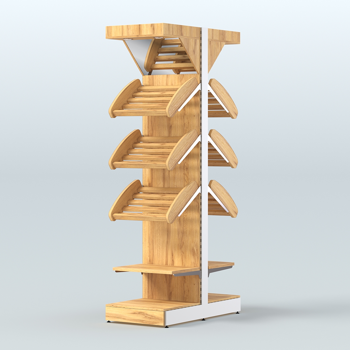 Стеллаж для хлеба островной узкий с зеркальным фризом СХОВФ-04 Дуб Золотистый