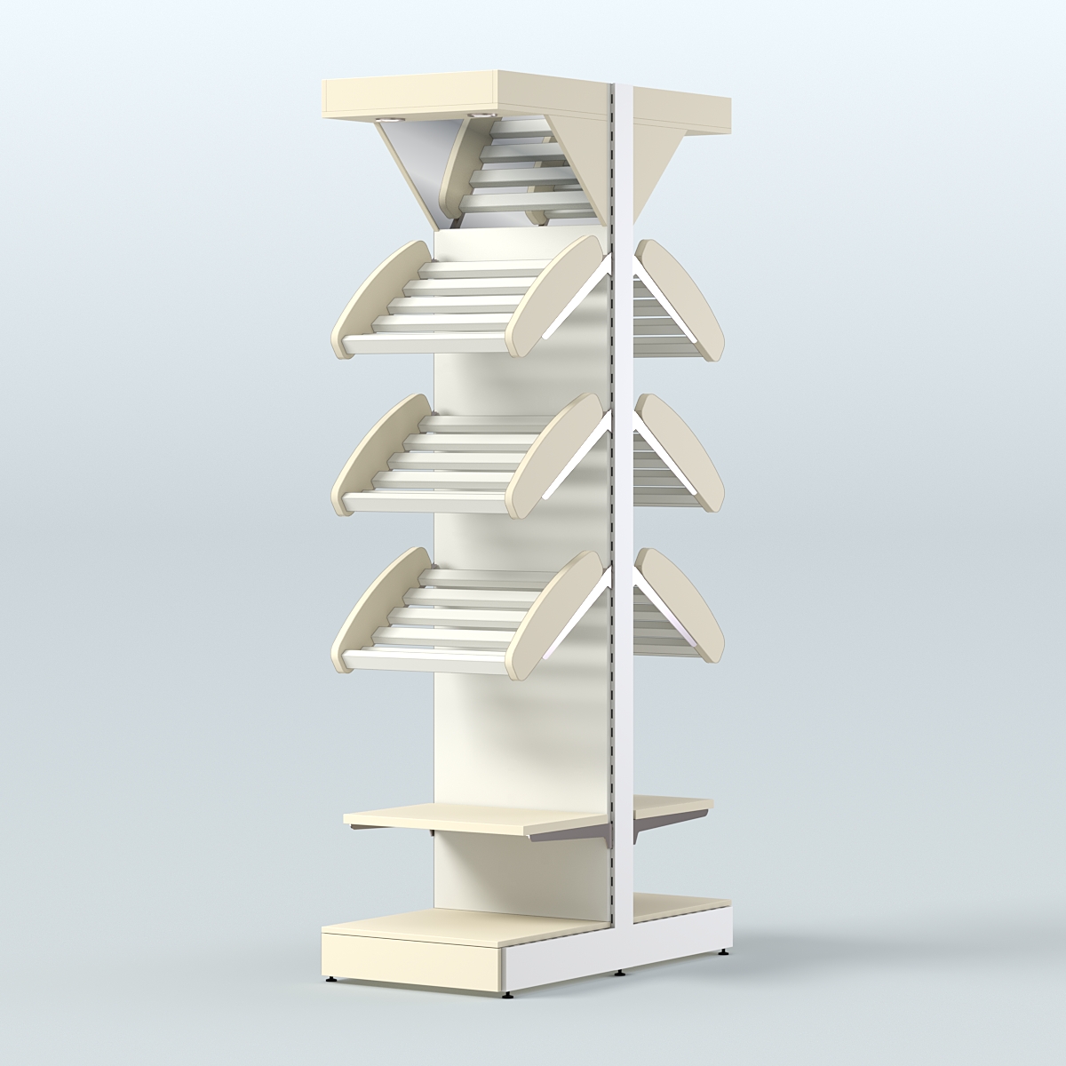 Стеллаж для хлеба островной узкий с зеркальным фризом СХОВФ-04 Крем Вайс + Белый