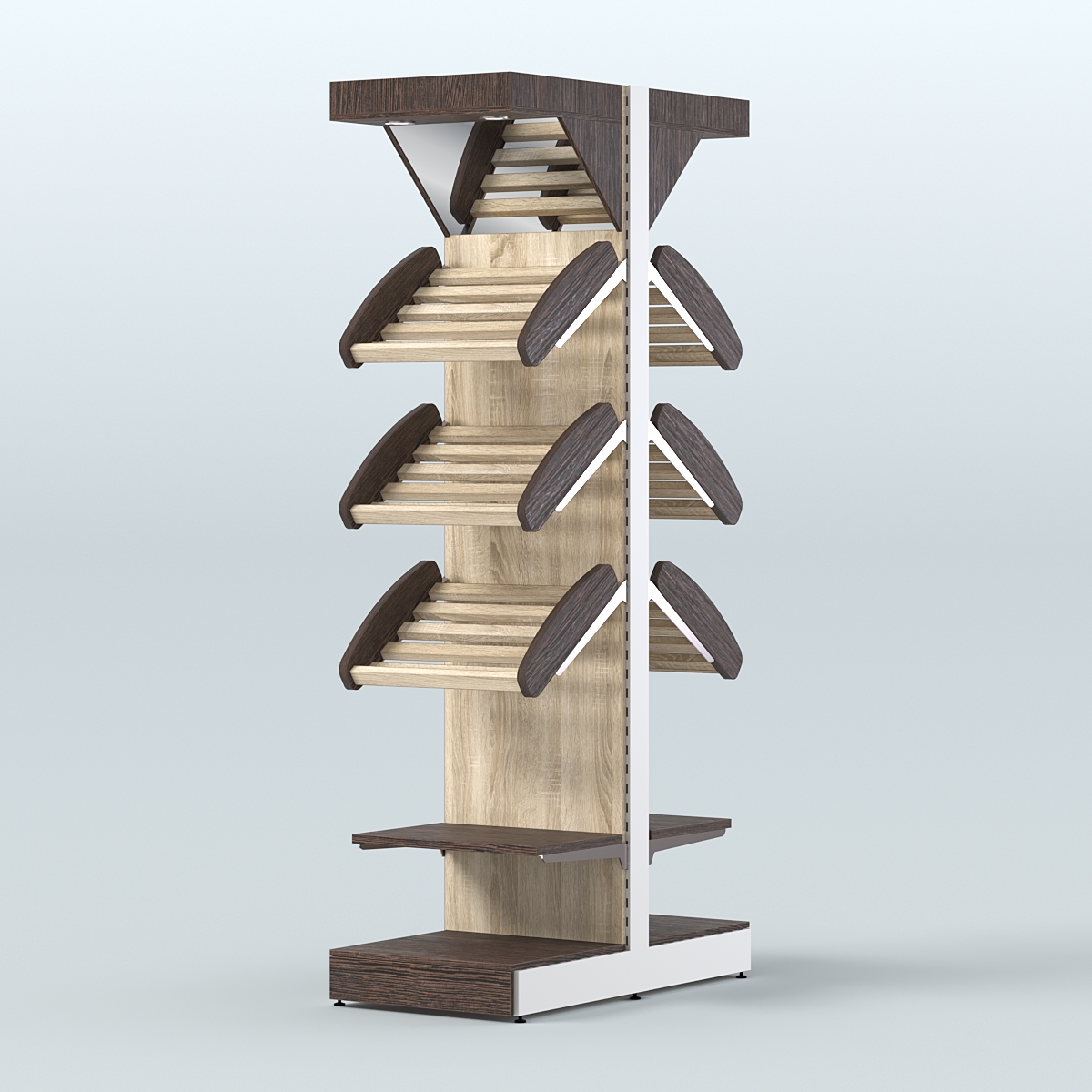 Стеллаж для хлеба островной узкий с зеркальным фризом СХОВФ-04 Дуб Венге + Дуб Сонома