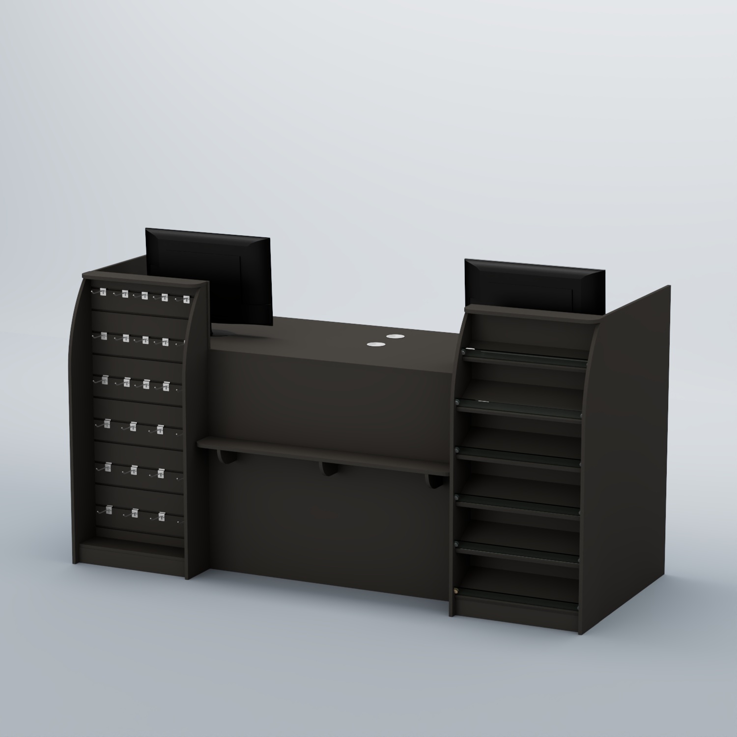 Ресепшен Атлант с фасадными наклонными полочками и экономпанелью №5 Черный