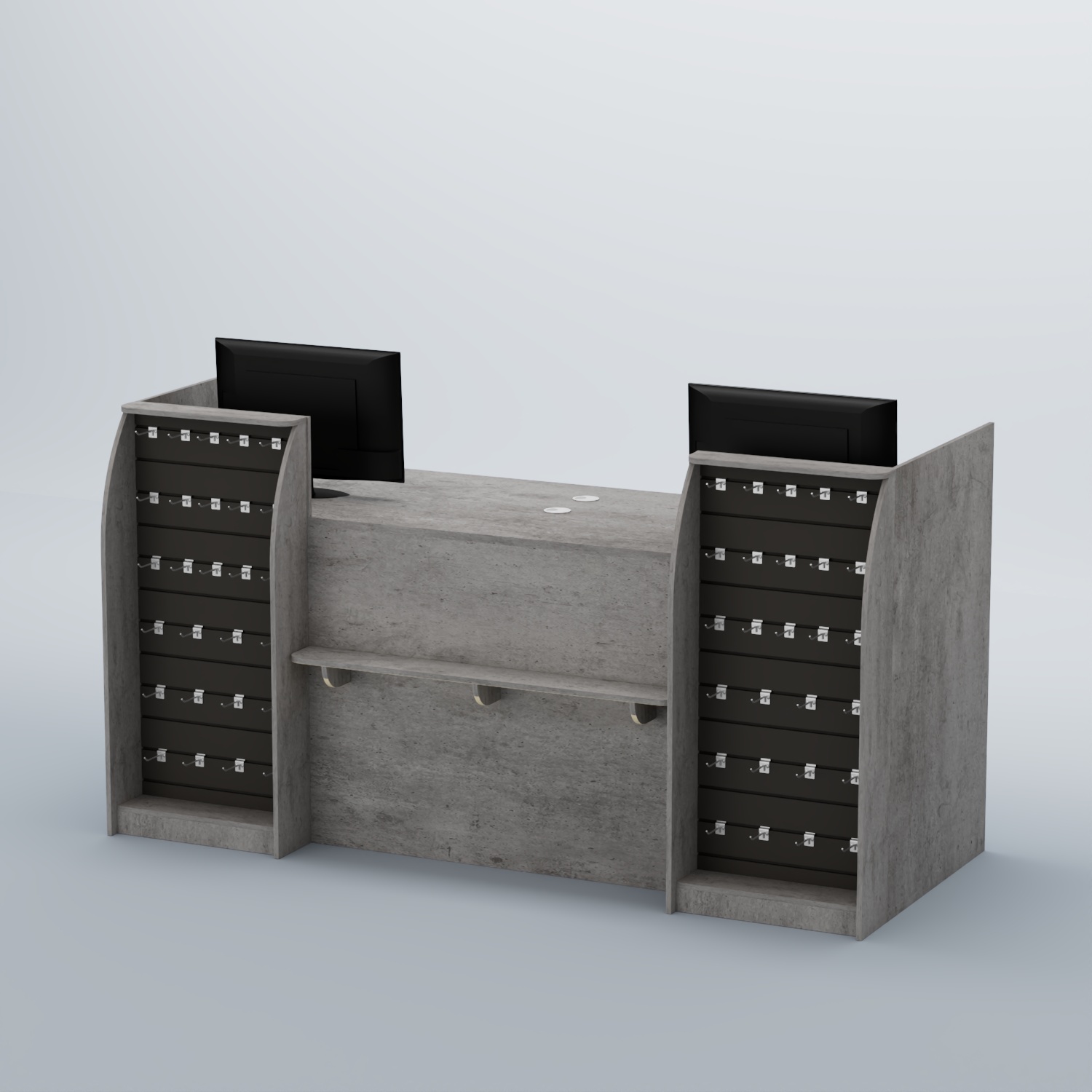 Ресепшен Атлант с фасадными наклонными экономпанелями №4 Бетон Чикаго светло-серый F186 ST9