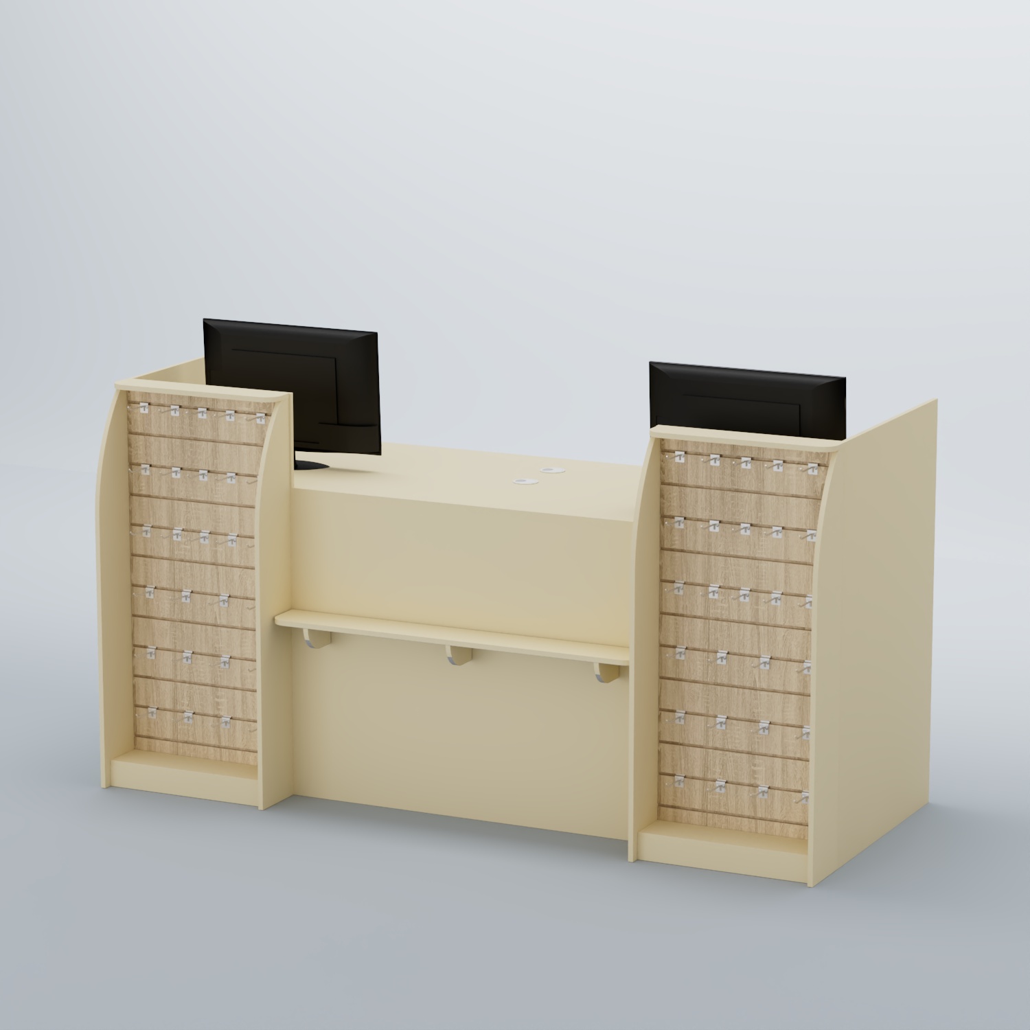 Ресепшен Атлант с фасадными наклонными экономпанелями №4 Крем Вайс и Дуб Сонома U2236-5