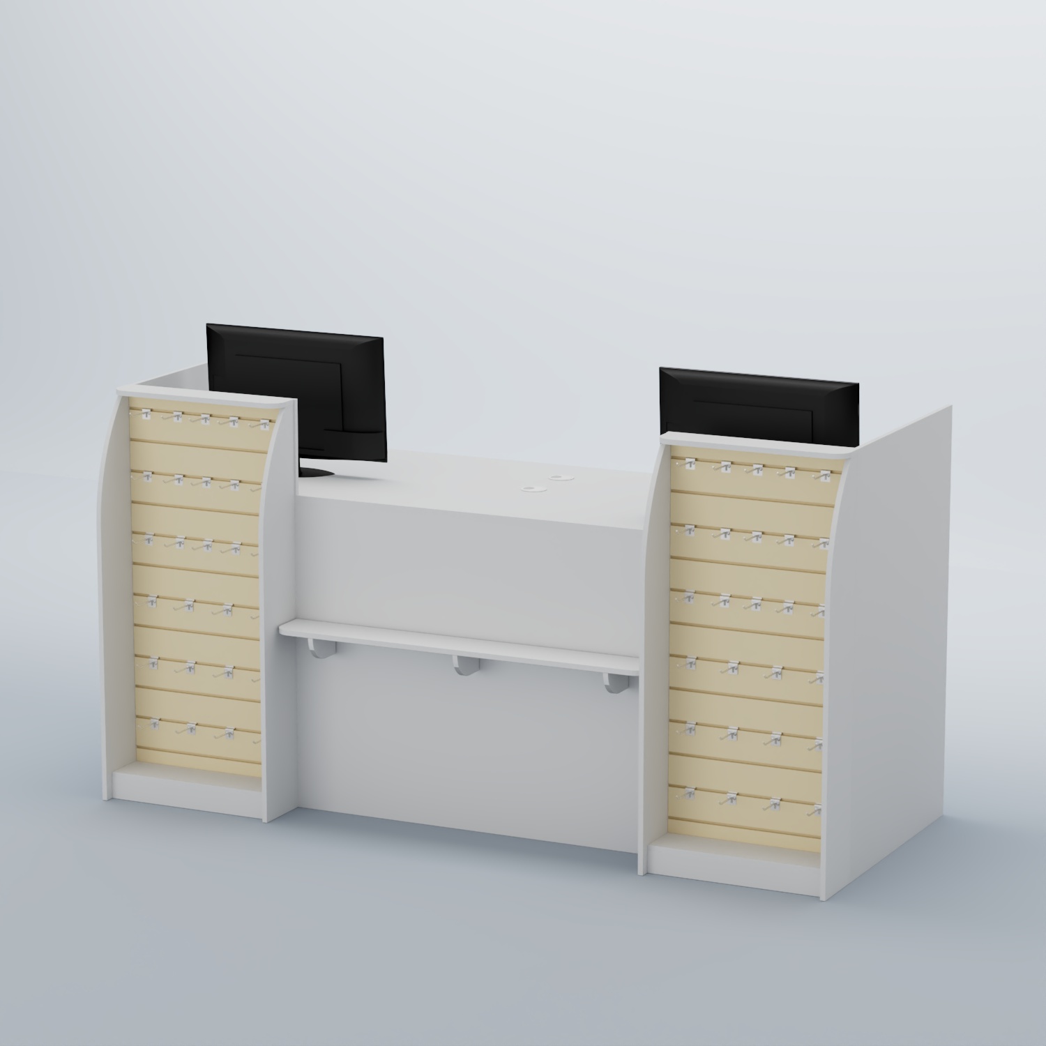 Ресепшен Атлант с фасадными наклонными экономпанелями №4 Белый + Крем Вайс