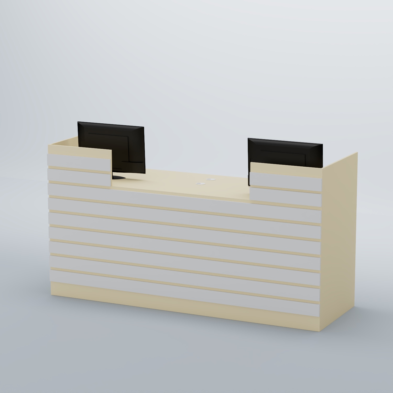 Ресепшен Атлант с накладными планками №6 Крем Вайс + Белый