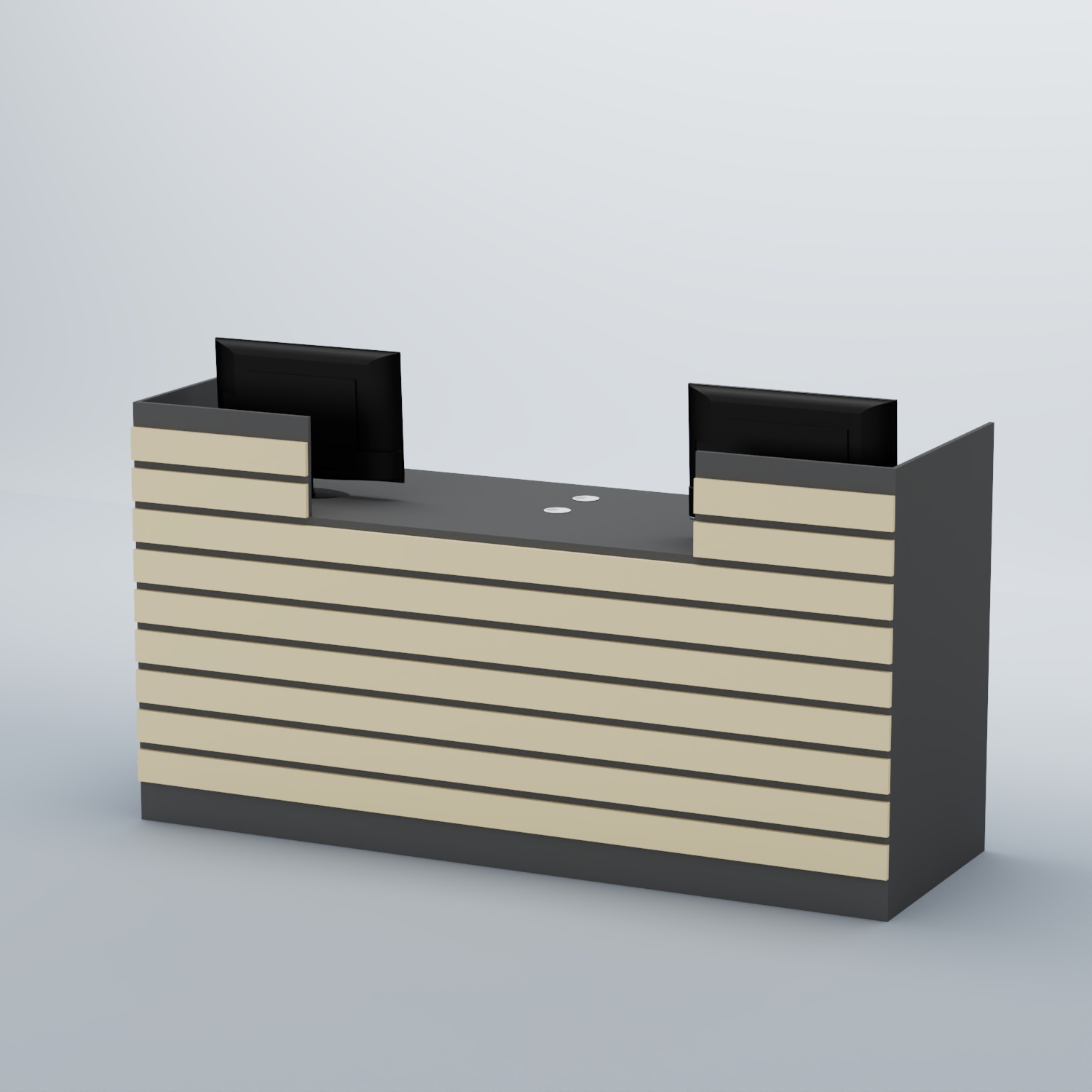 Ресепшен Атлант с накладными планками №6 Темно-серый + Крем Вайс