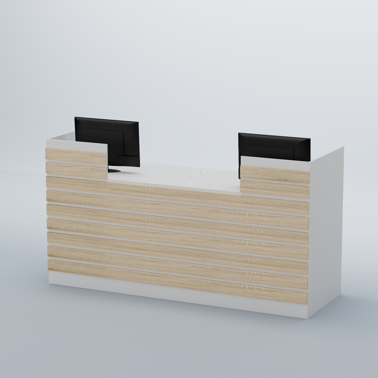 Ресепшен Атлант с накладными планками №6 Белый + Дуб Сонома