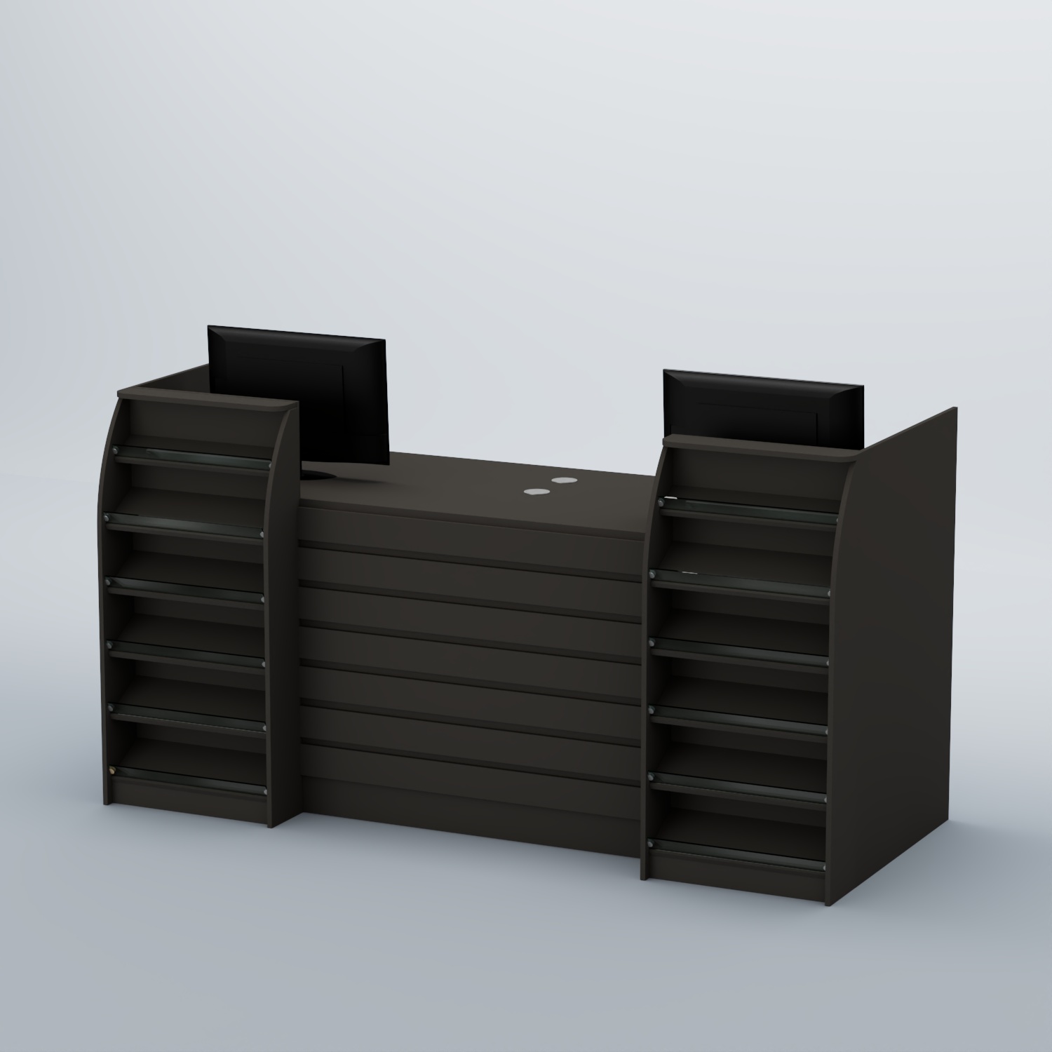 Ресепшен Атлант с накладными планками и наклонными полками №7 Черный