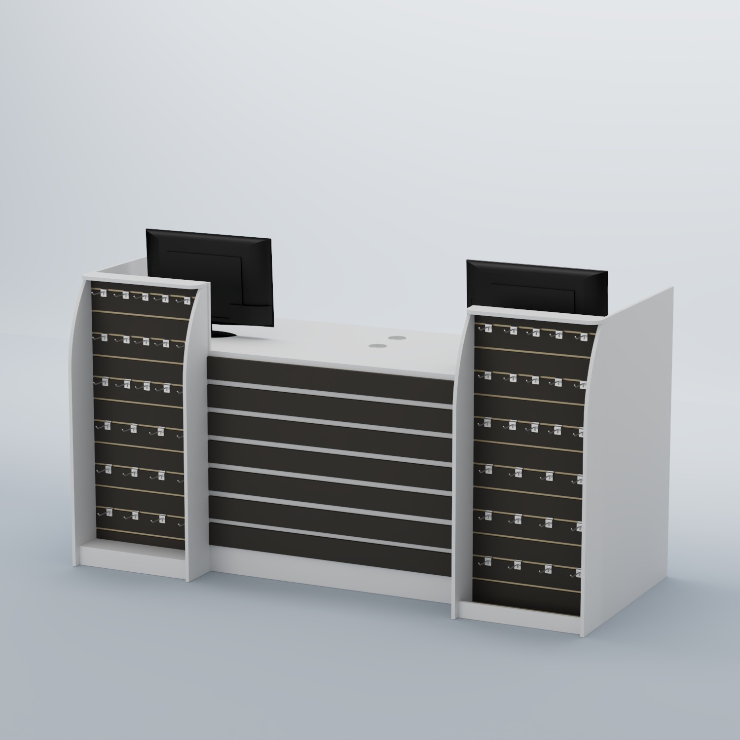 Ресепшен Атлант с накладными планками и экономпанелями №8 Белый и Черный