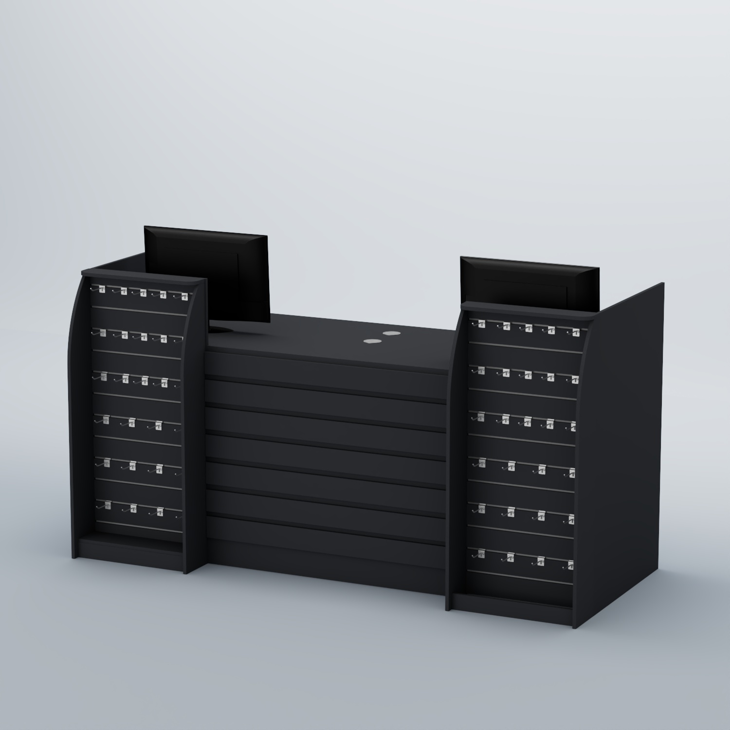 Ресепшен Атлант с накладными планками и экономпанелями №8 Черный