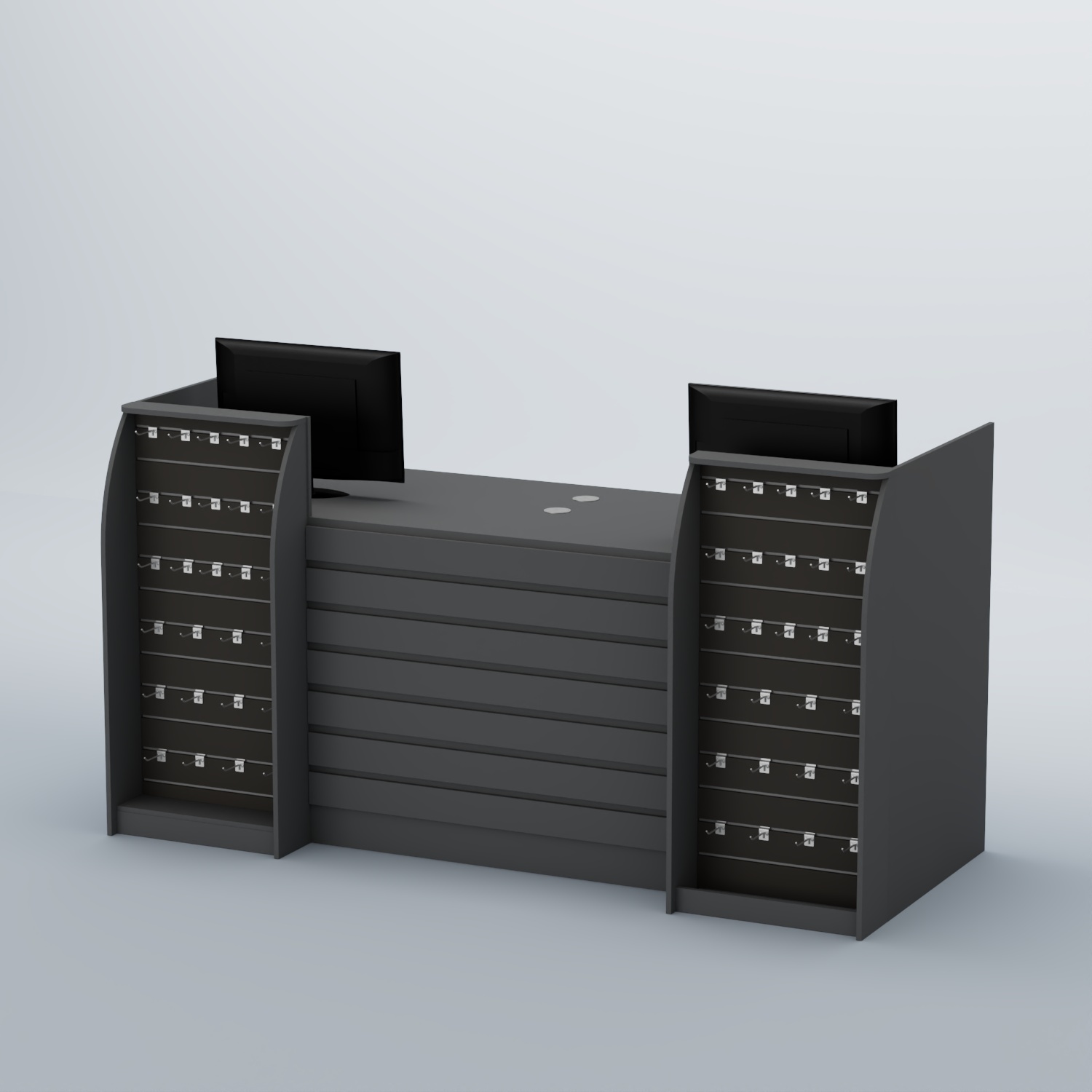 Ресепшен Атлант с накладными планками и экономпанелями №8 Темно-Серый