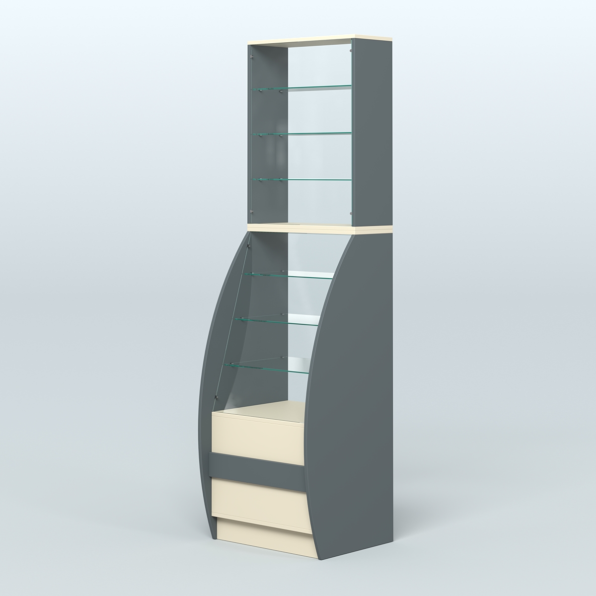 Витрина БРИЗ №1-600 Темно-серый и Крем Вайс U2601-U2236