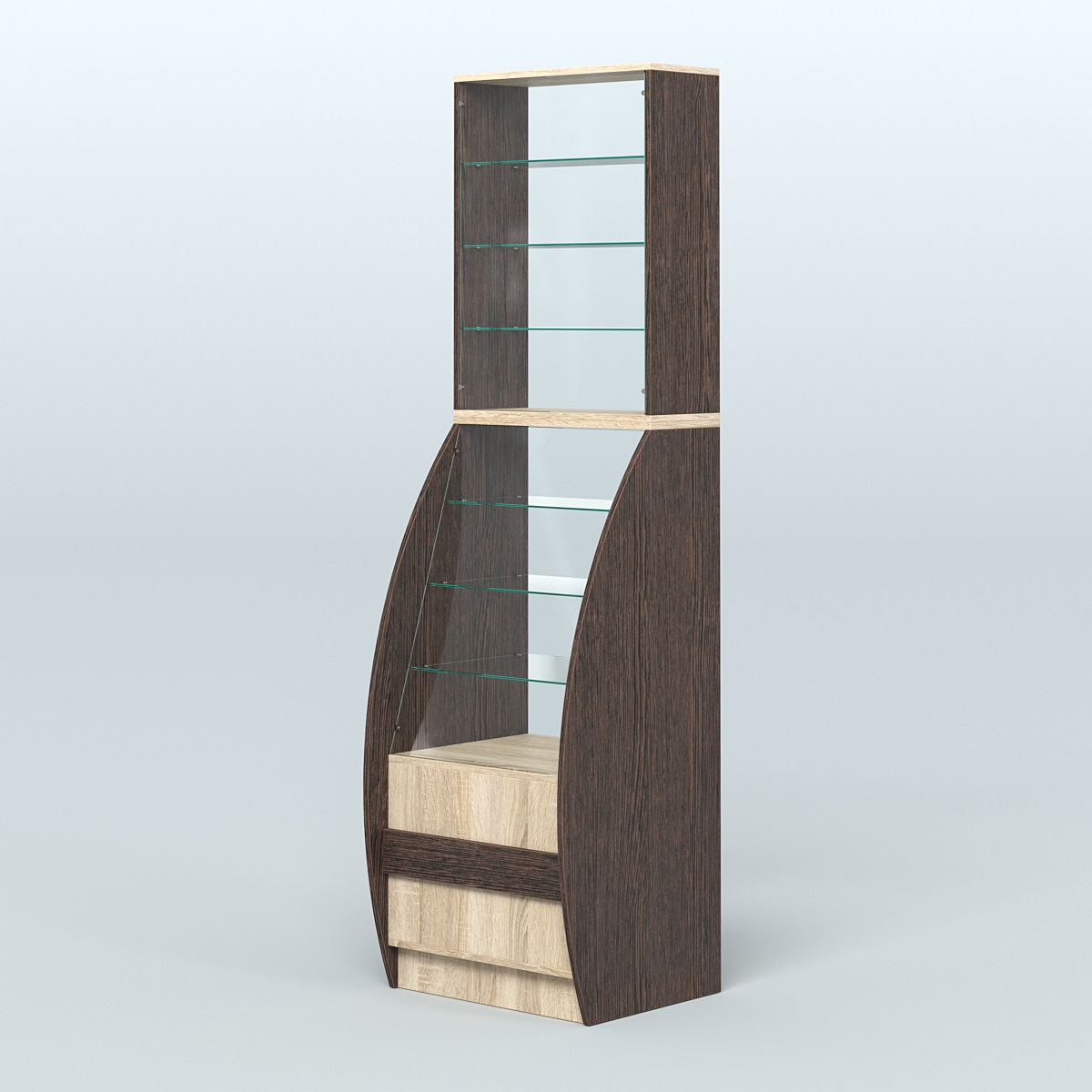 Витрина БРИЗ №1-600 Дуб Венге + Дуб Сонома