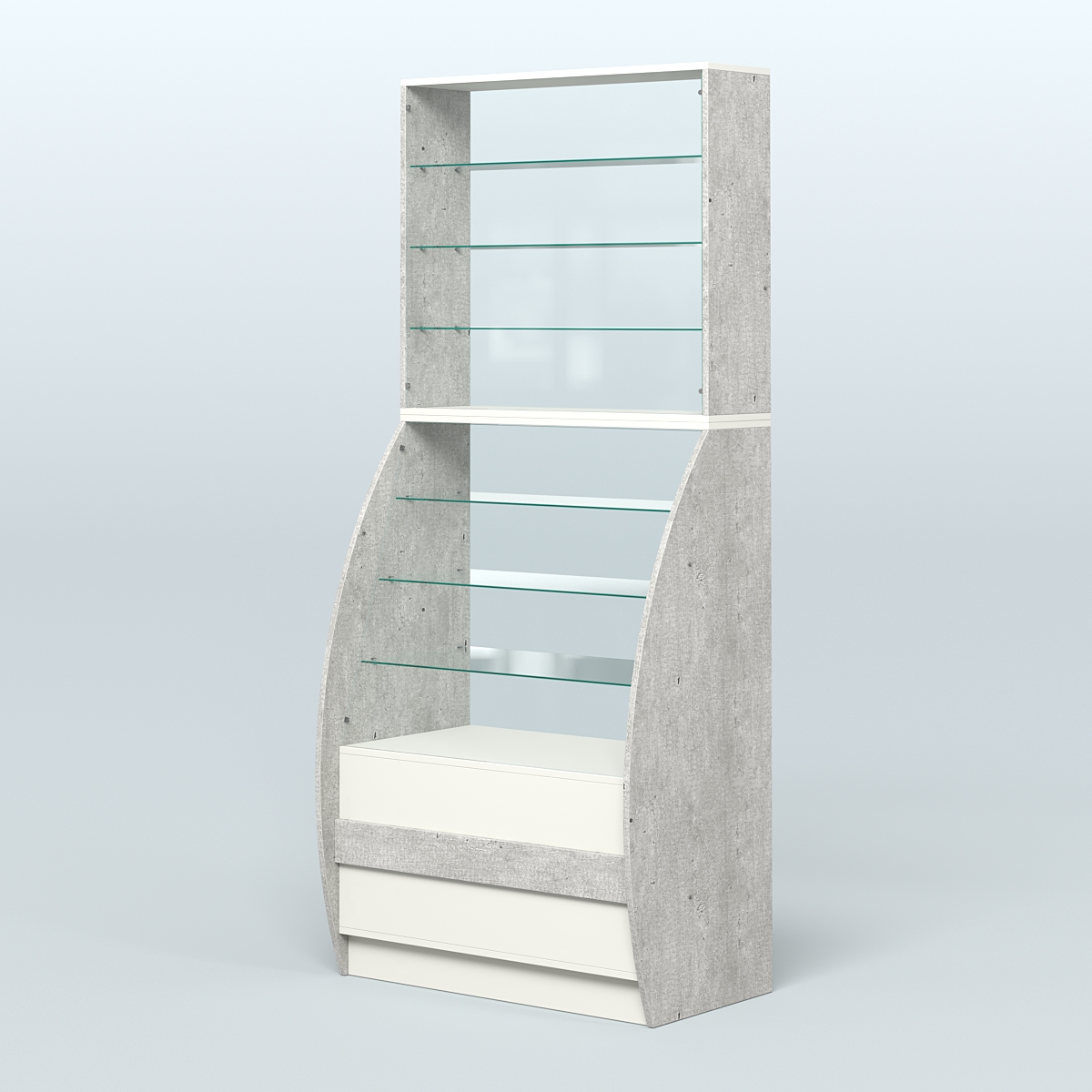 Витрина БРИЗ №1-900 Метрополитан Грей + Белый