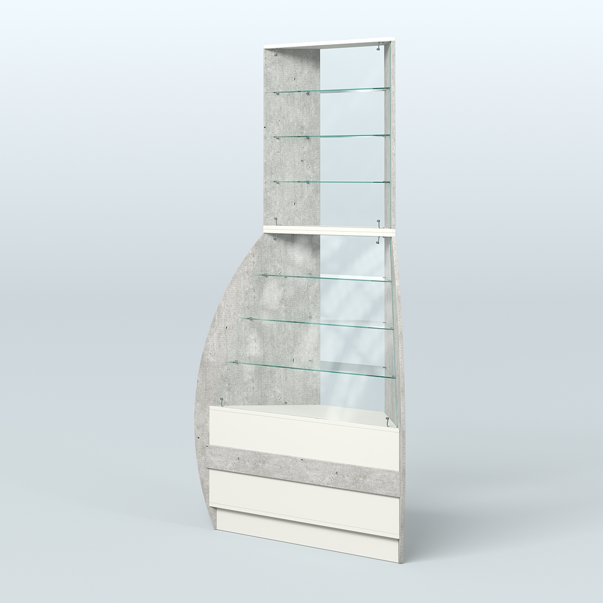 Витрина внешний угол БРИЗ №3 Метрополитан Грей + Белый