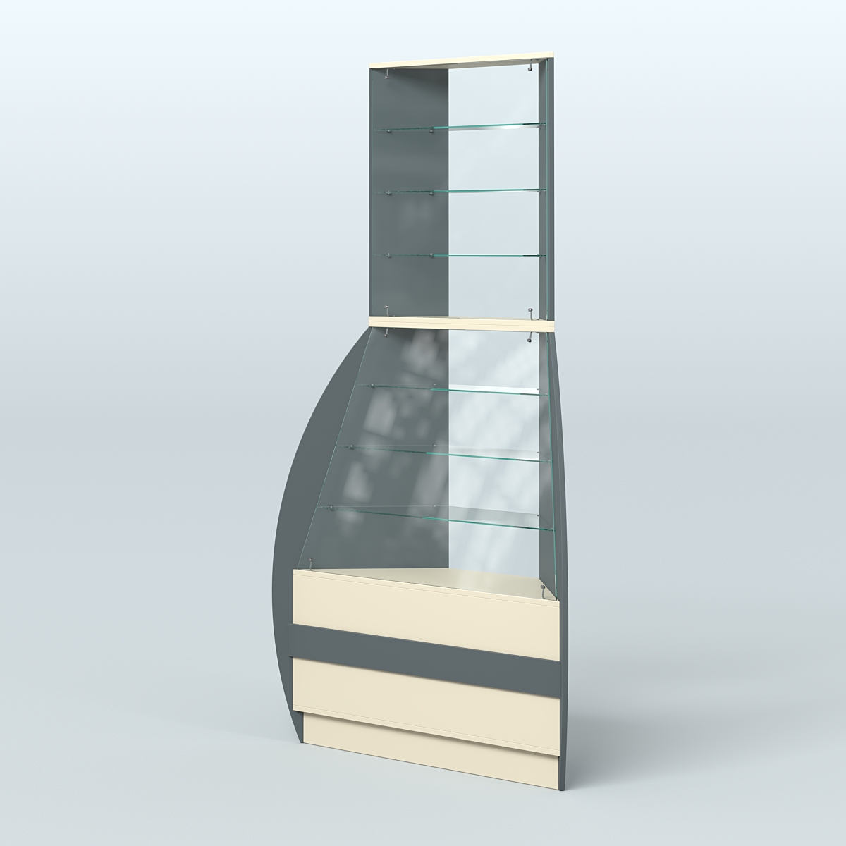 Витрина внешний угол БРИЗ №3 Темно-серый и Крем Вайс U2601-U2236