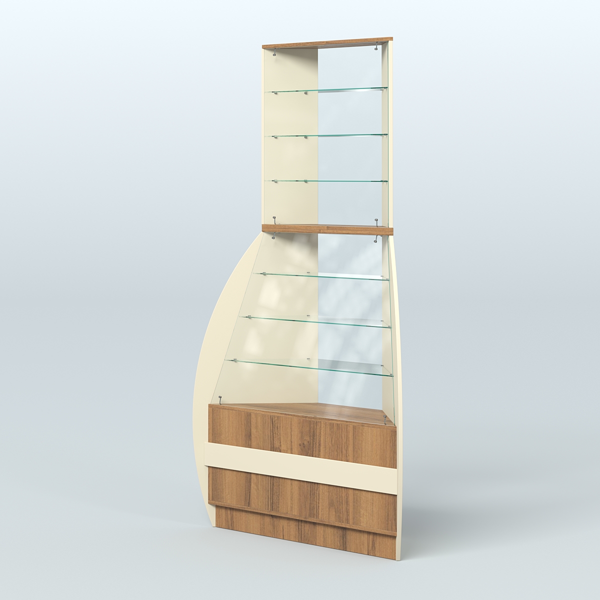 Витрина внешний угол БРИЗ №3 Крем Вайс + Орех