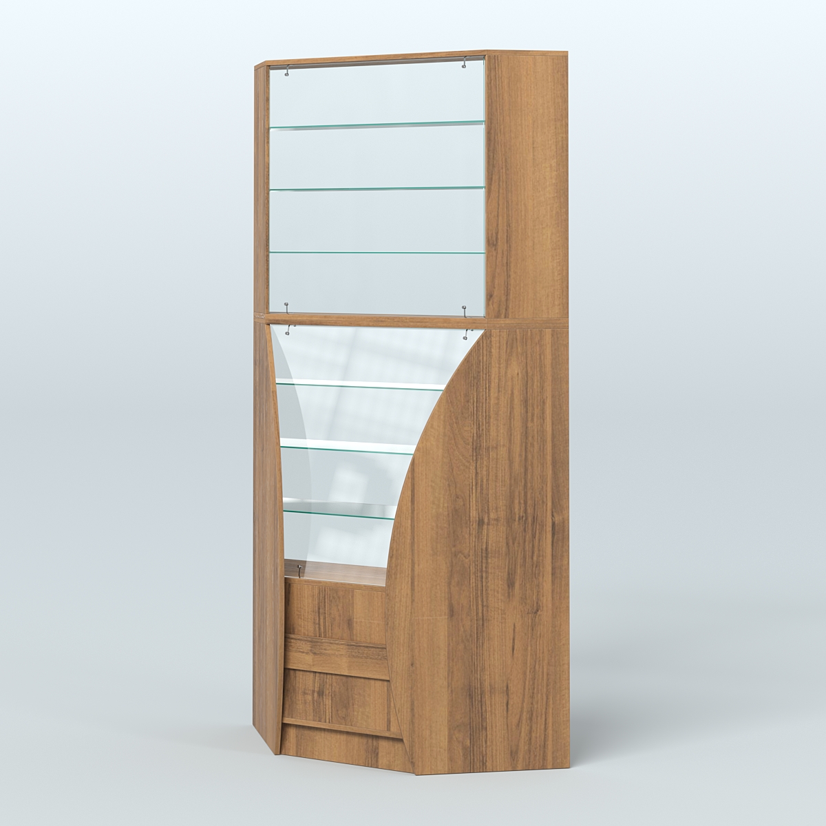 Витрина внутренний угол БРИЗ №4 Орех