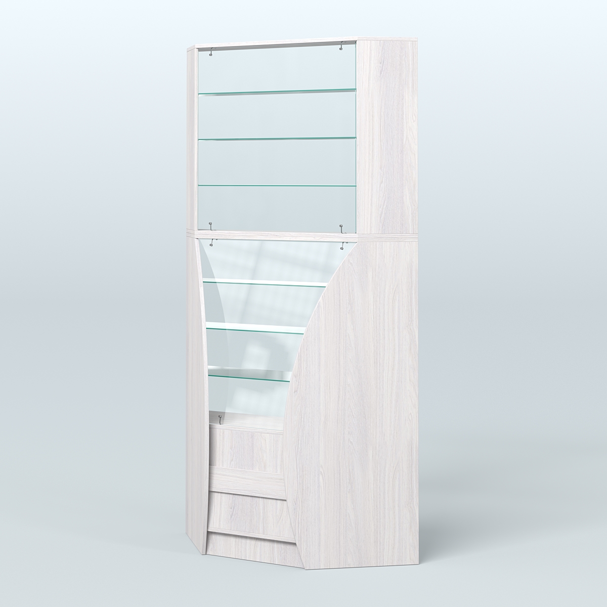 Витрина внутренний угол БРИЗ №4 Ясень Анкор светлый