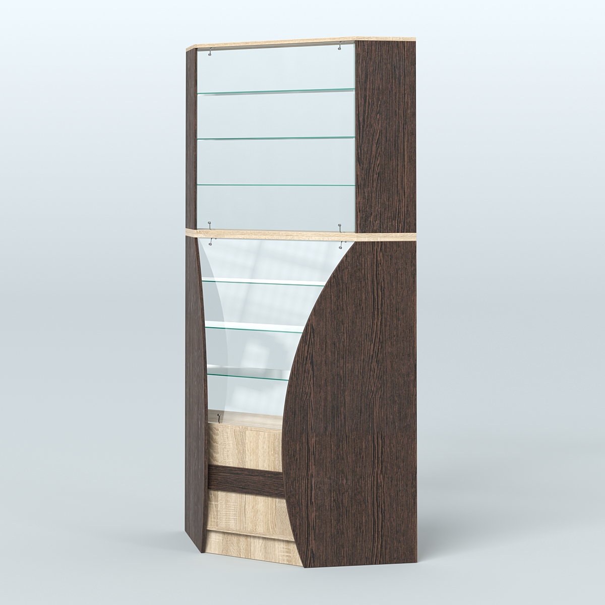 Витрина внутренний угол БРИЗ №4 Дуб Сонома + Дуб Венге