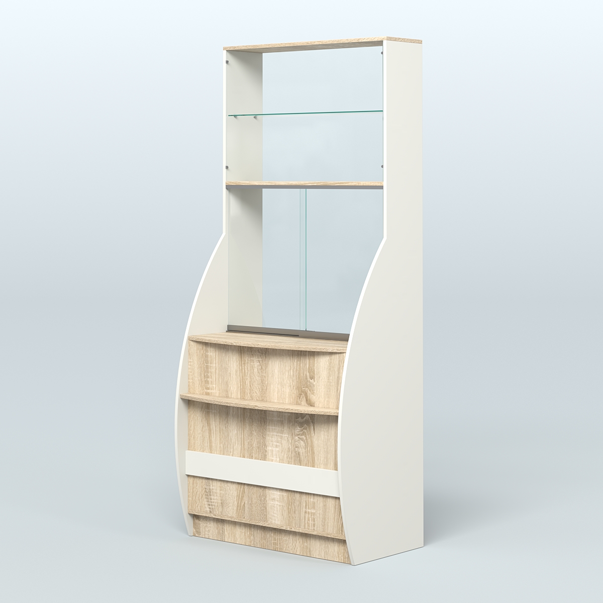 Витрина БРИЗ №5 с окном выдачи Белый + Дуб Сонома