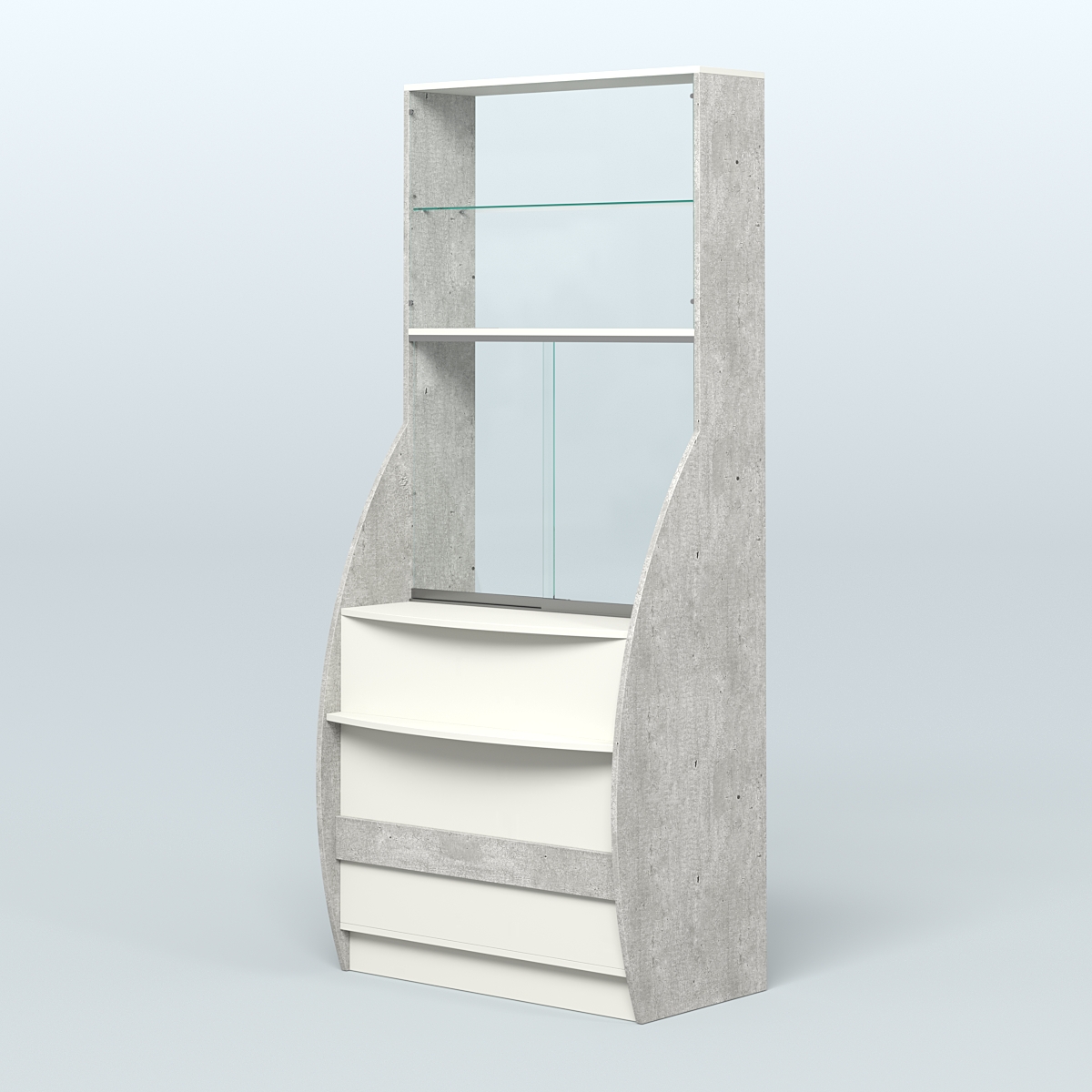 Витрина БРИЗ №5 с окном выдачи Метрополитан Грей + Белый