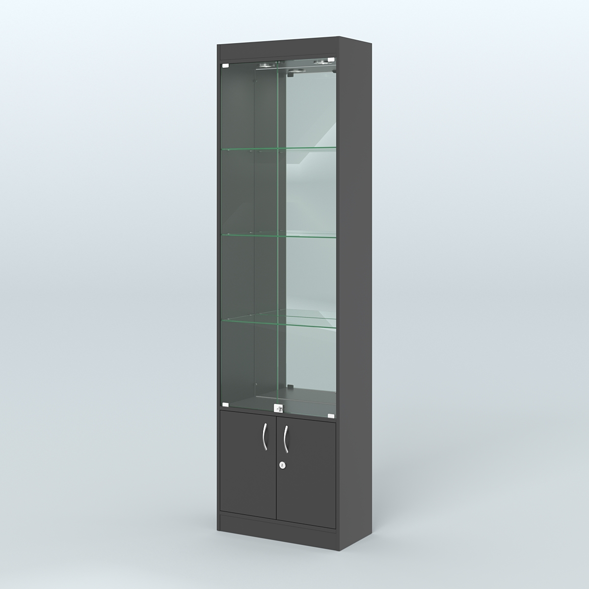 Витрина из ДСП с дверками и верхней подсветкой для аптеки №2-300-3 Черный