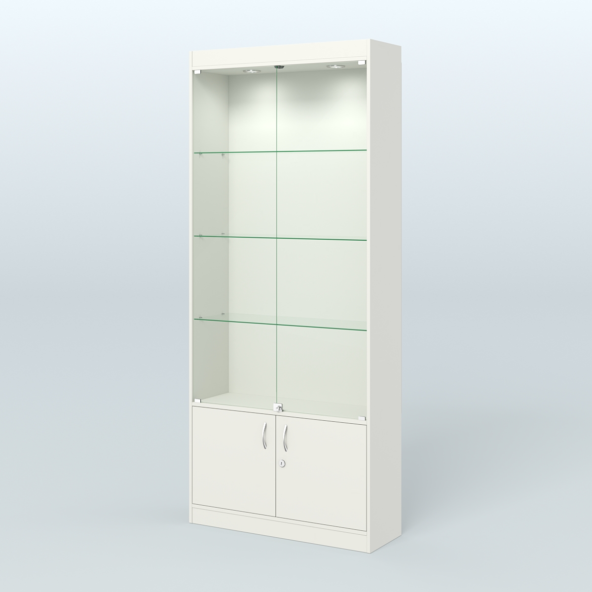 Витрина прямоугольная из ДСП с дверками для аптеки №1-300-1 Белый