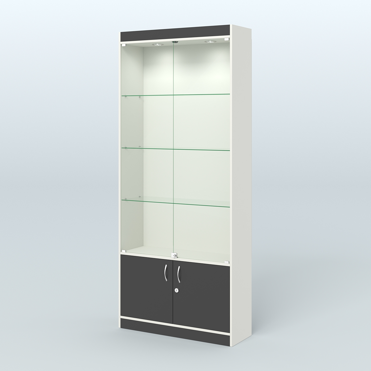 Витрина прямоугольная из ДСП с дверками для аптеки №1-300-1 Белый и Черный