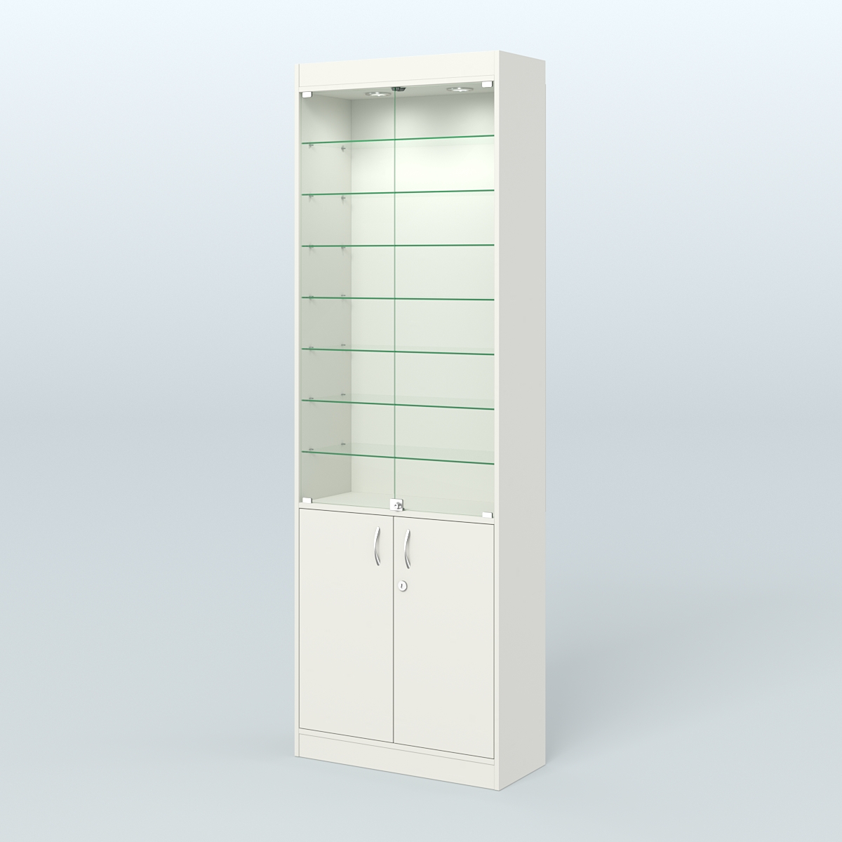 Витрина узкая из ДСП с дверками для аптеки №6-300-1 Белый