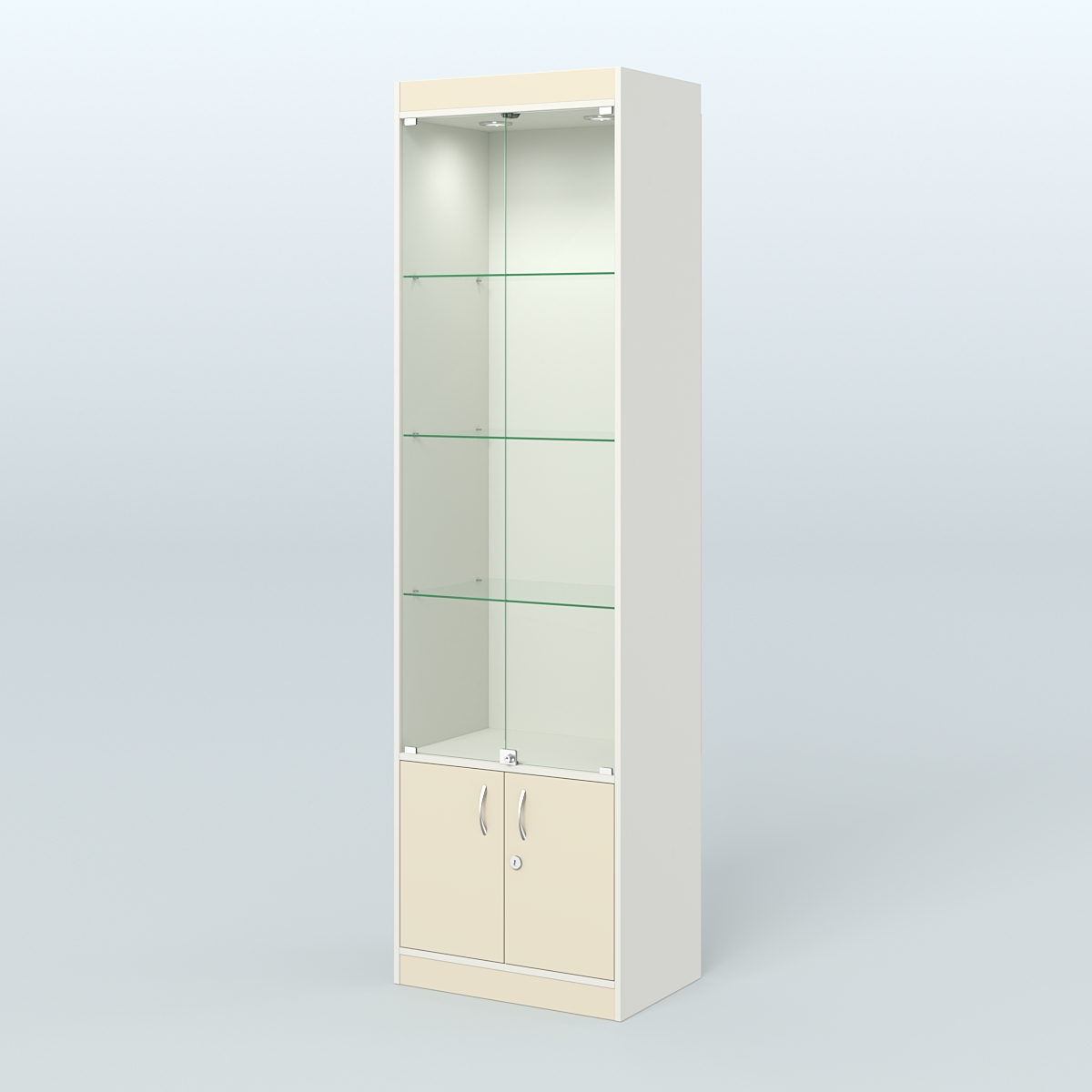 Витрина из ДСП с дверками для аптеки №2-400-1 Белый + Крем Вайс