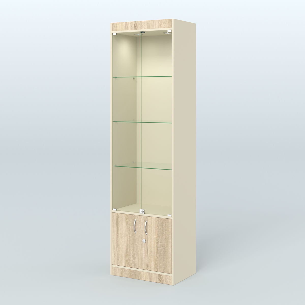 Витрина из ДСП с дверками для аптеки №2-400-1 Крем Вайс и Дуб Сонома U2236-5