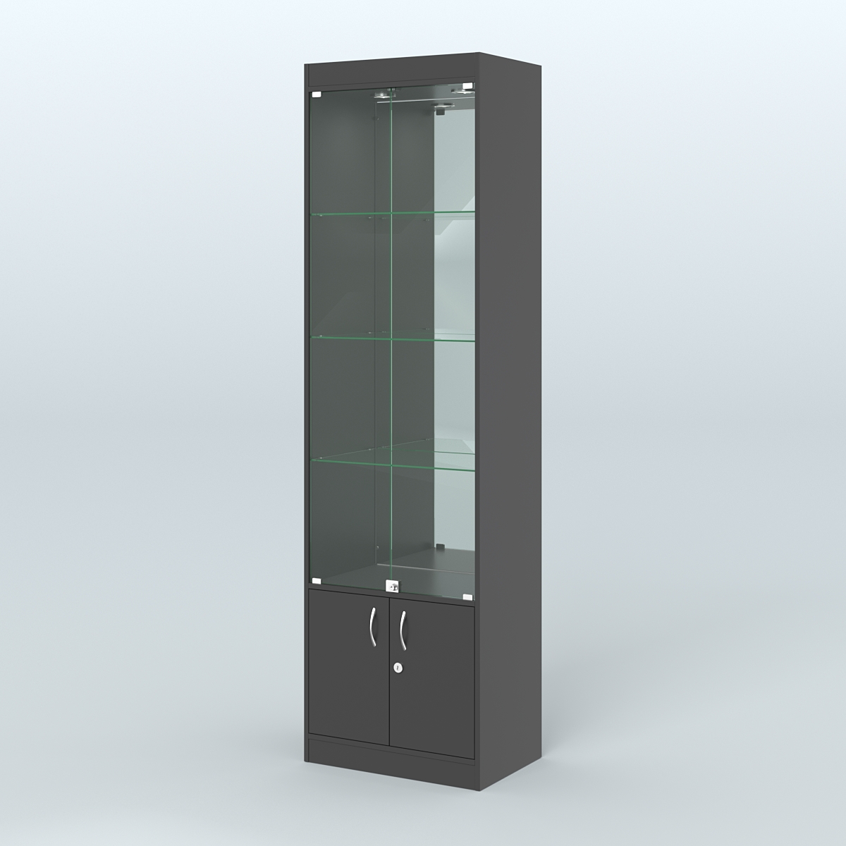 Витрина из ДСП с дверками и зеркалом для аптеки №2-400-3 Черный