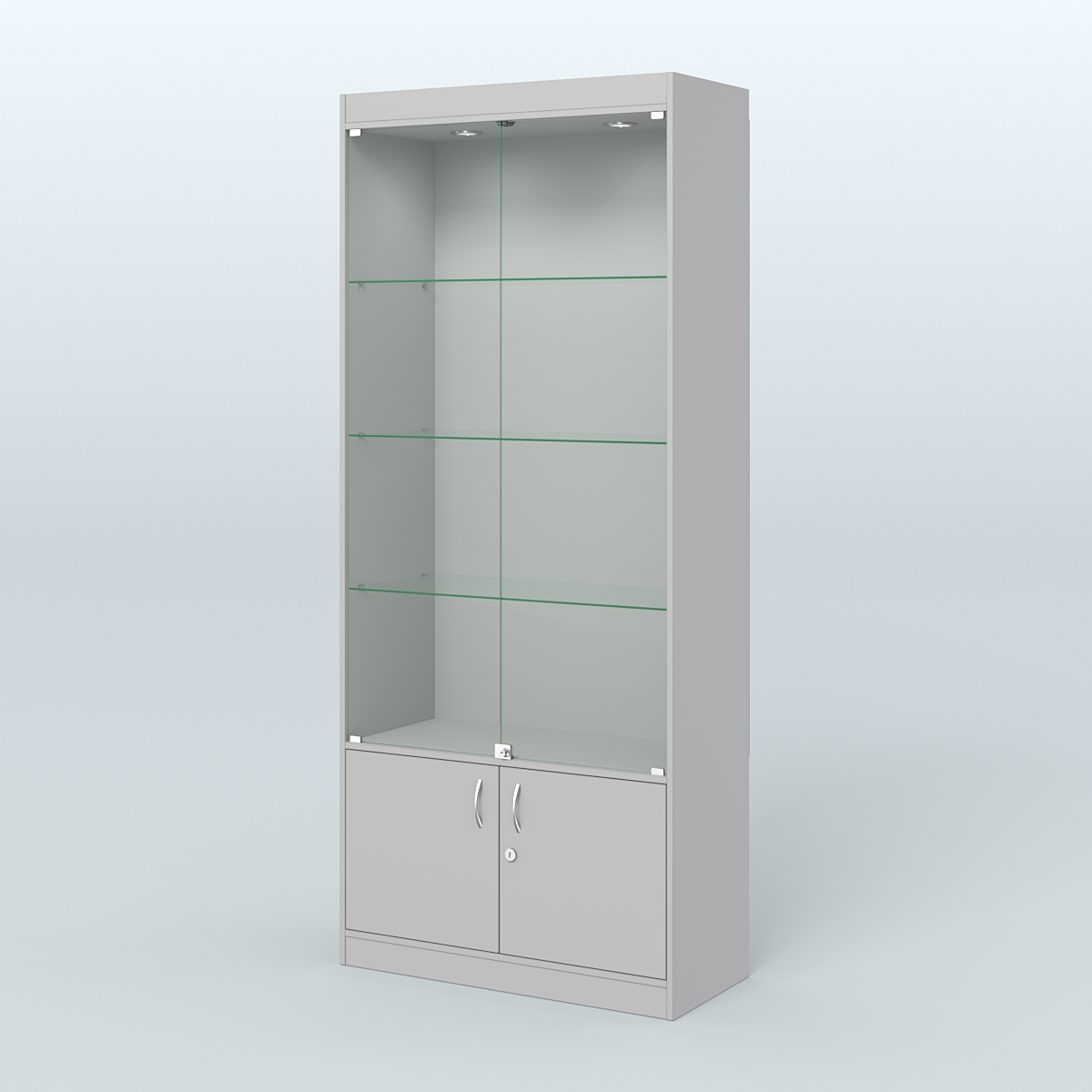 Витрина из ДСП со стеклянными дверками для аптеки №1-400-1 Серый