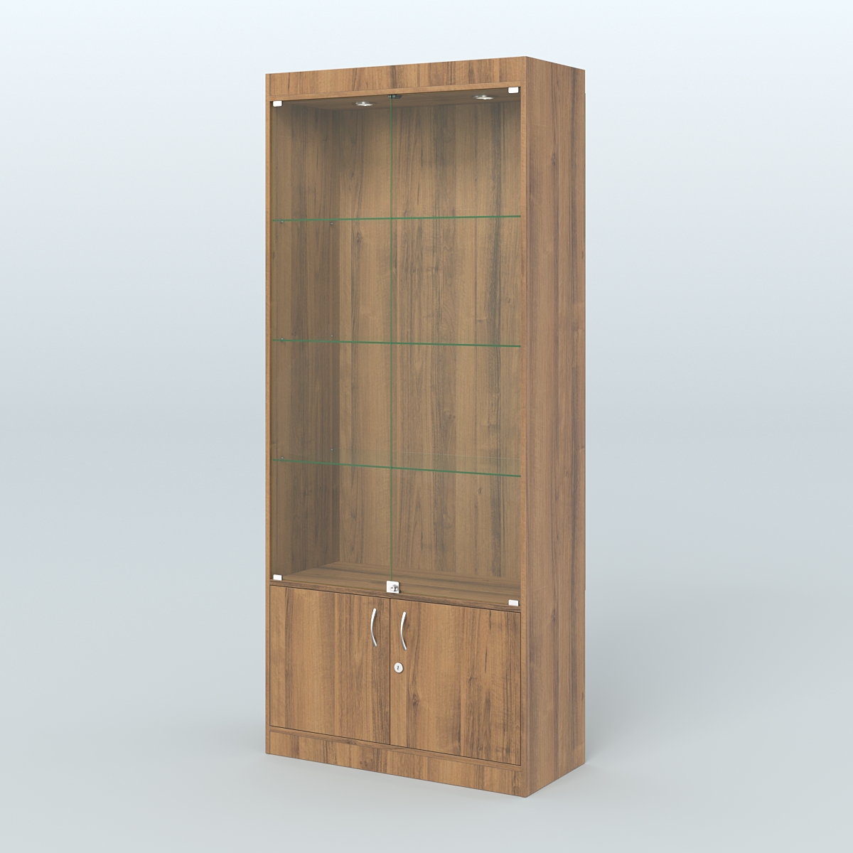 Витрина из ДСП со стеклянными дверками для аптеки №1-400-1 Орех