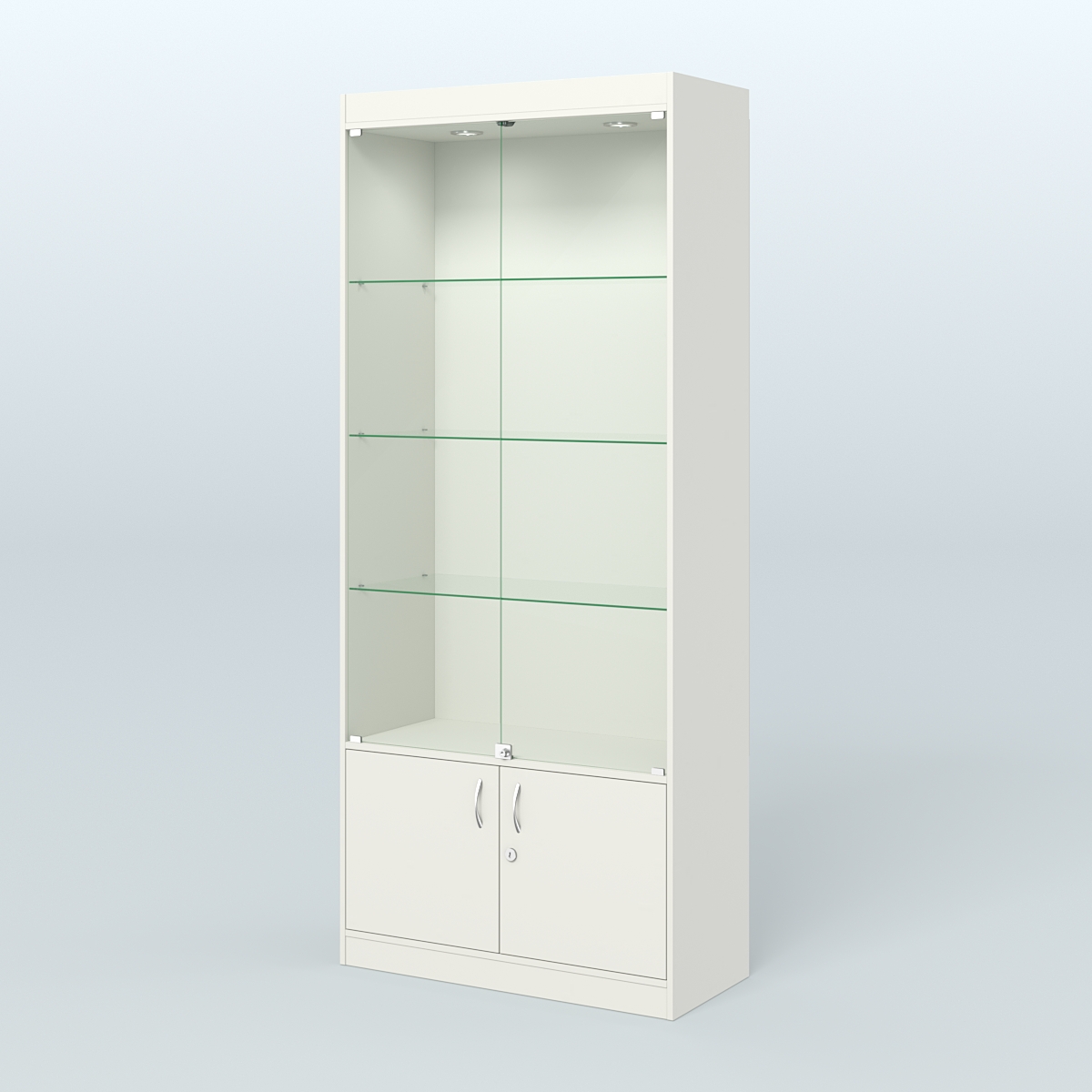 Витрина из ДСП со стеклянными дверками для аптеки №1-400-1 Белый