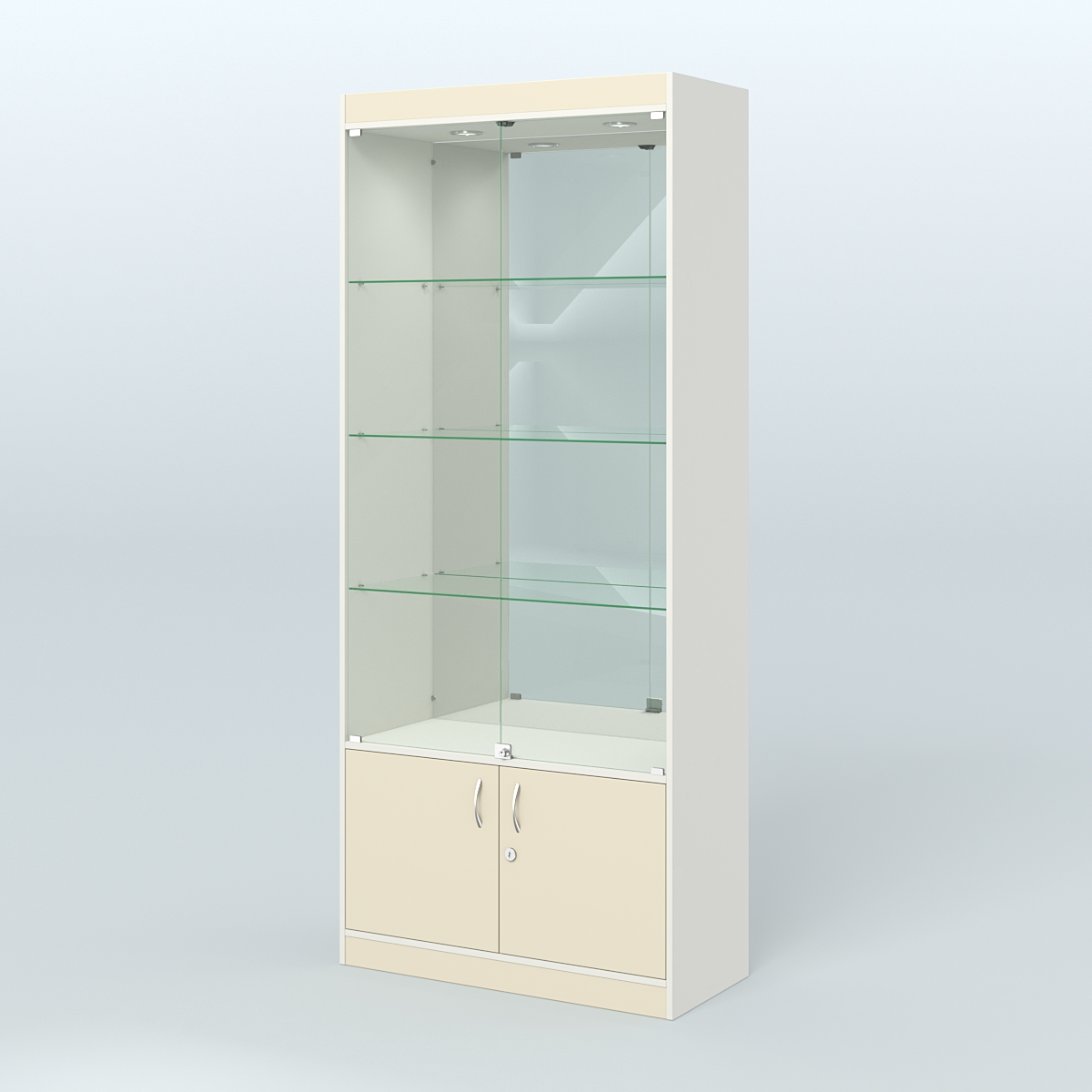 Витрина из ДСП для аптеки №1-400-3 Белый + Крем Вайс