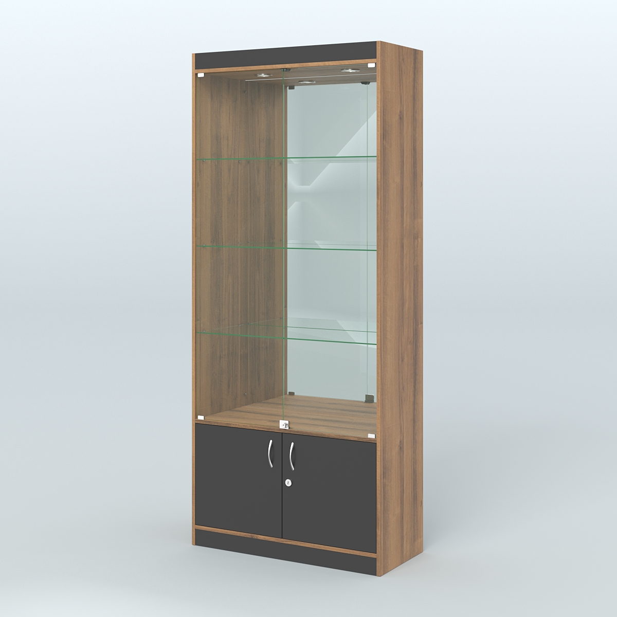 Витрина из ДСП для аптеки №1-400-3 Орех + Черный