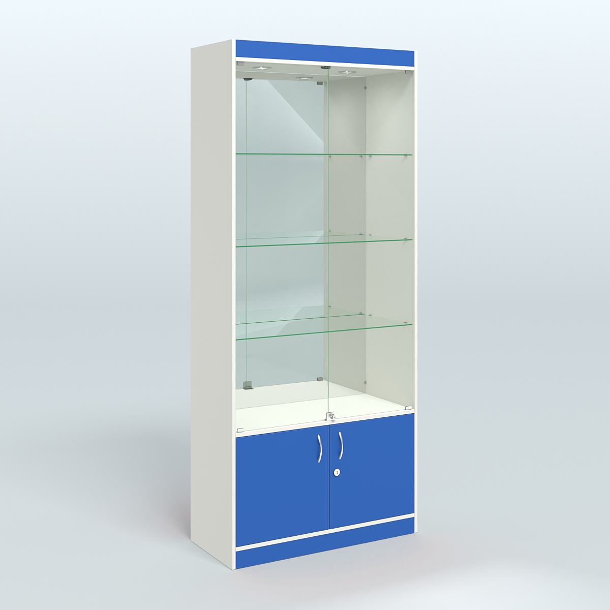 Витрина из ДСП для аптеки №1-400-3 Белый + Делфт голубой