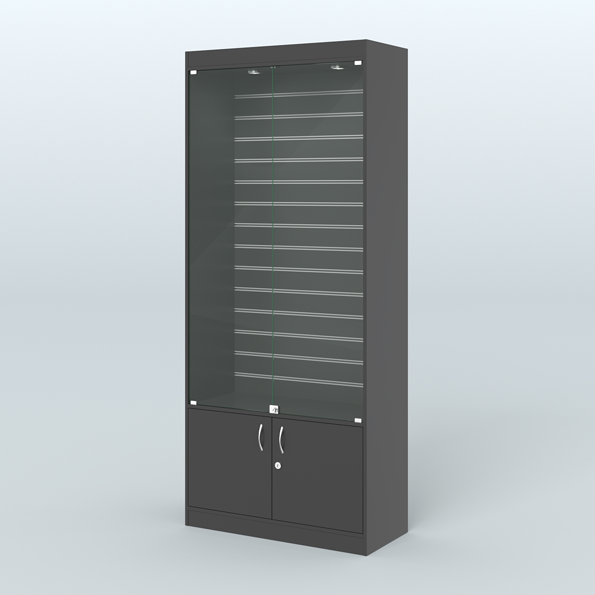 Витрина из ДСП с экономпанелью и верхней подсветкой для аптеки ЭК-1-400-4 Черный