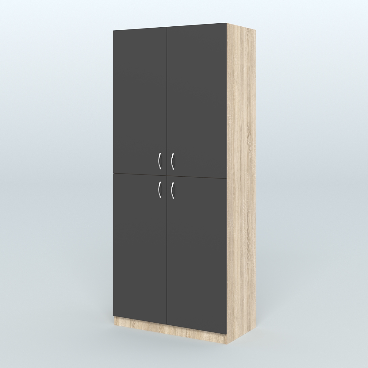 Шкаф для аптек с полками №2 Дуб Сонома + Черный