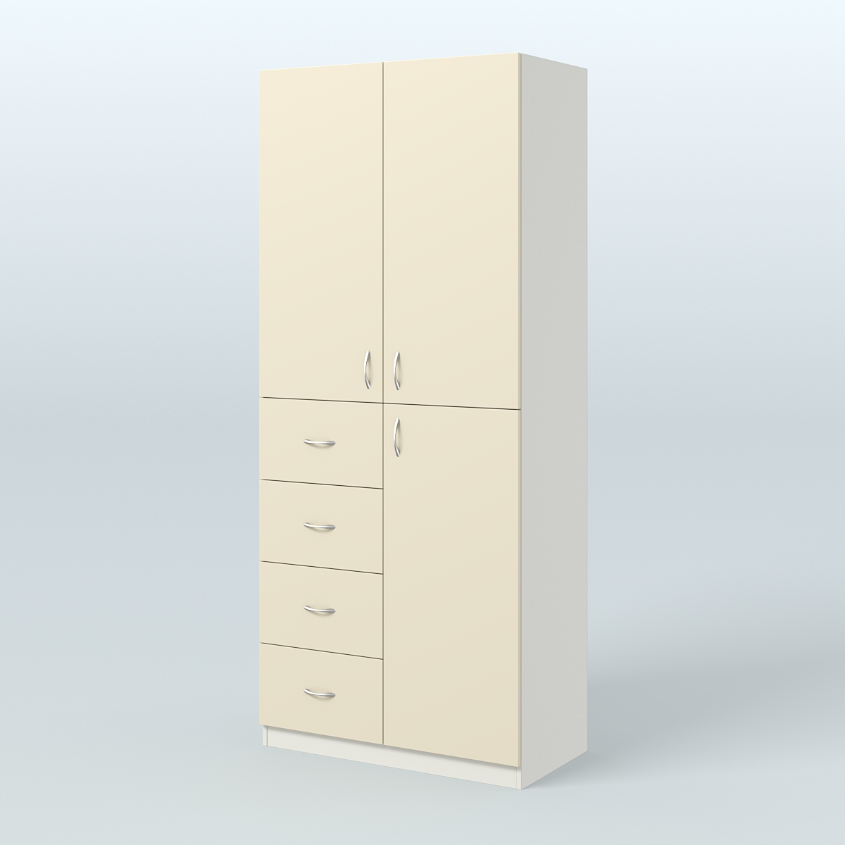 Шкаф для аптек с ящиками и полками №3 Белый + Крем Вайс