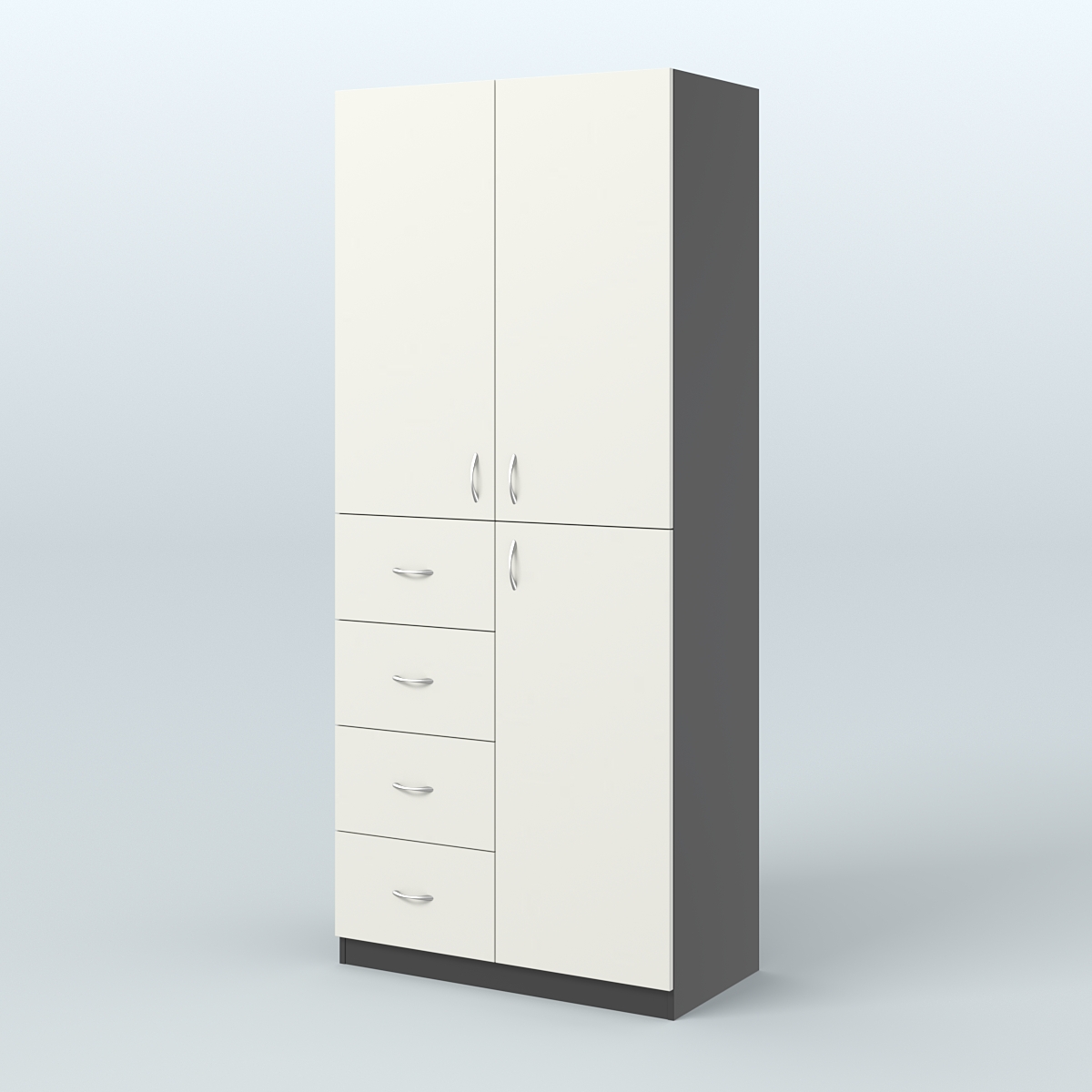 Шкаф для аптек с ящиками и полками №3 Черный + Белый