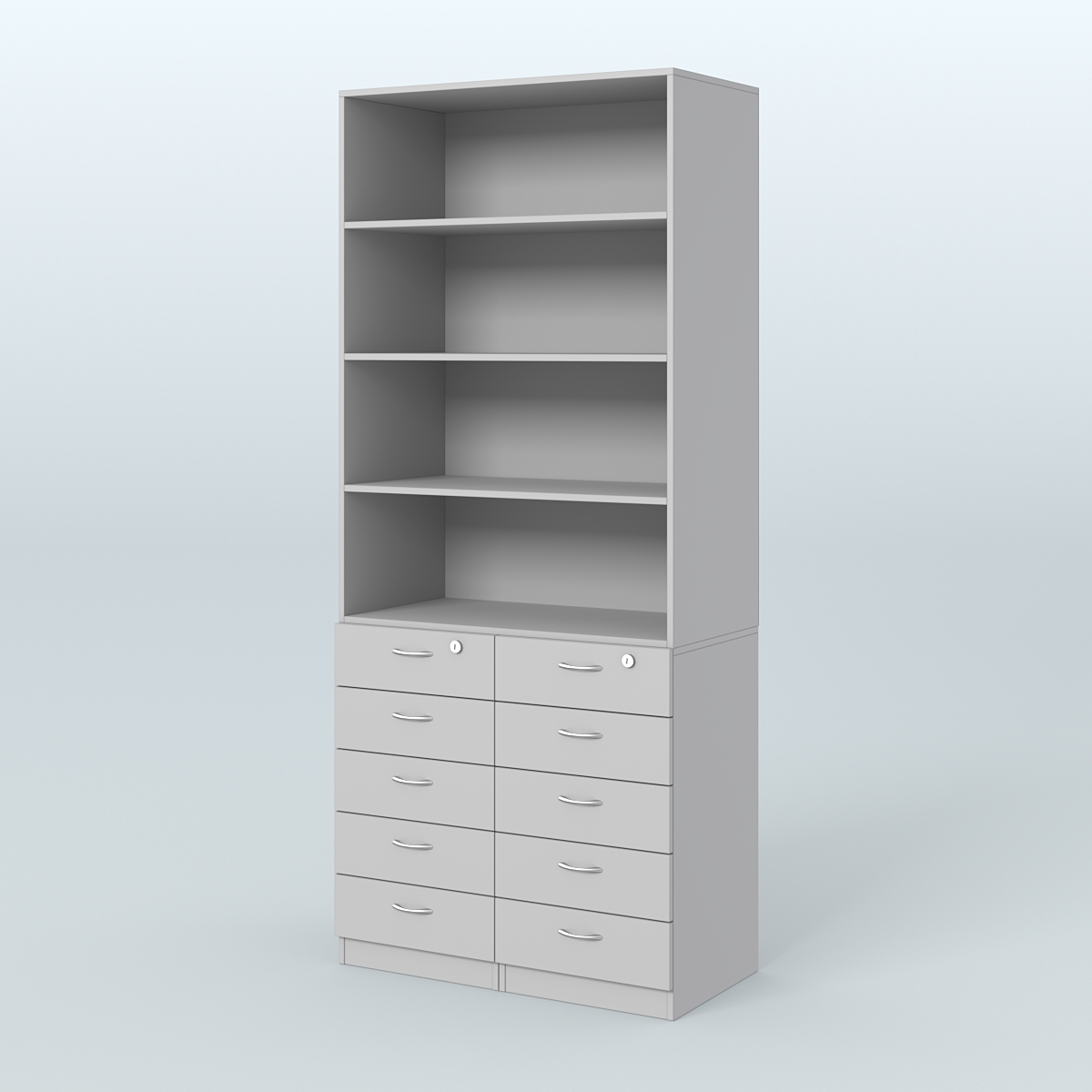 Шкаф для аптек с 10-ю ящиками и тремя полками ДСП №6-А Серый