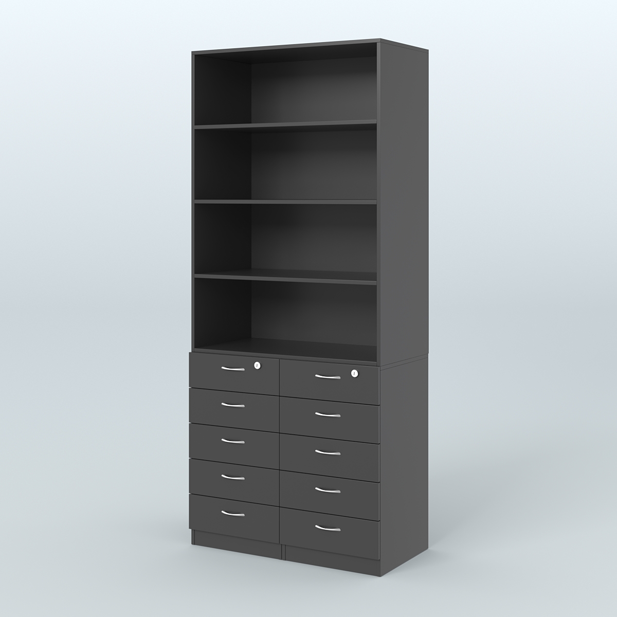 Шкаф для аптек с 10-ю ящиками и тремя полками ДСП №6-А Черный