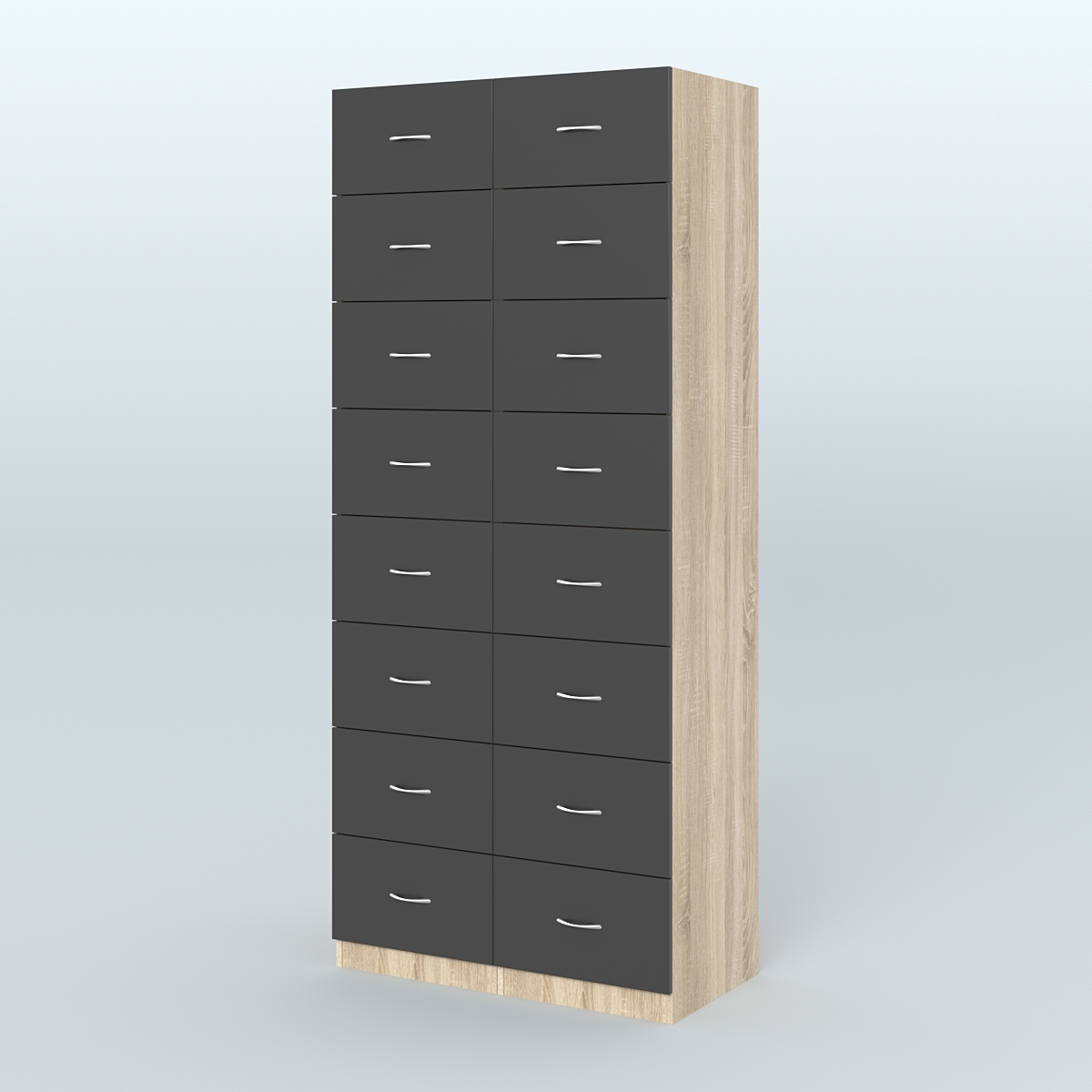 Шкаф для аптек - картотека серии RED №8  Дуб Сонома + Черный