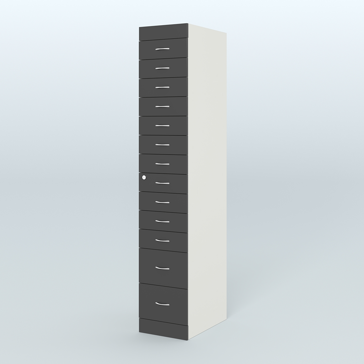 Рецептурный шкаф для аптек METACASE №1 глубиной 600 мм (13 ящиков) Белый и Черный