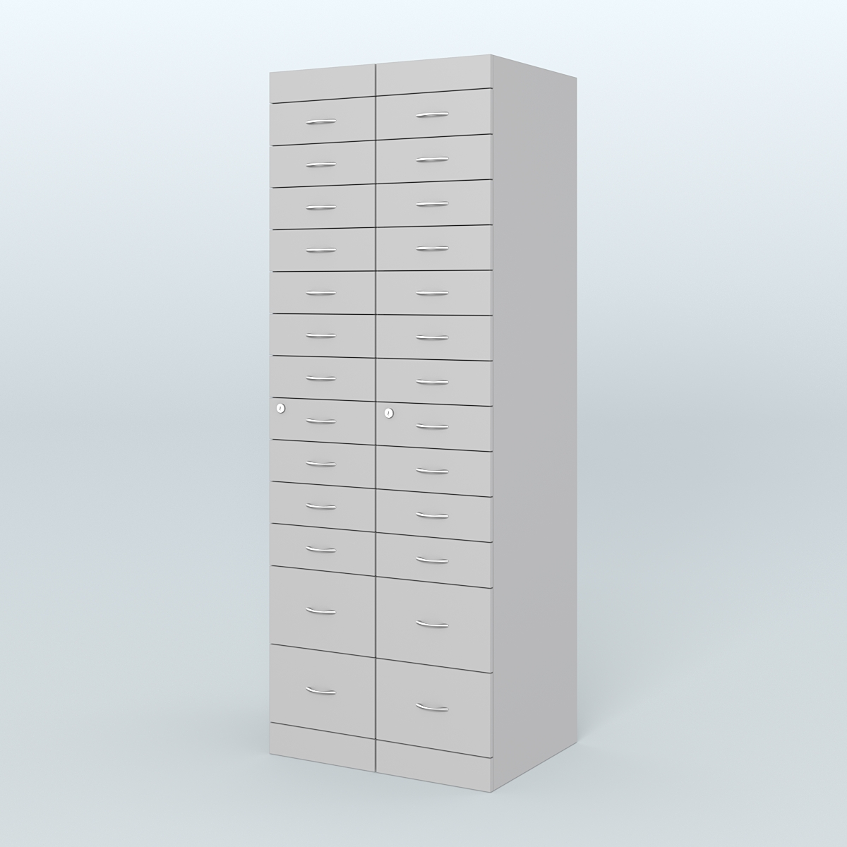 Рецептурный шкаф для аптек METACASE №2 глубиной 600 мм (26 ящиков) Серый