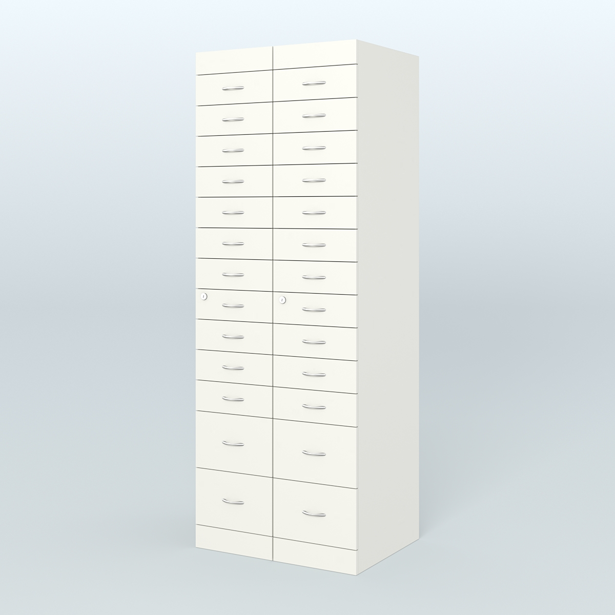 Рецептурный шкаф для аптек METACASE №2 глубиной 600 мм (26 ящиков) Белый