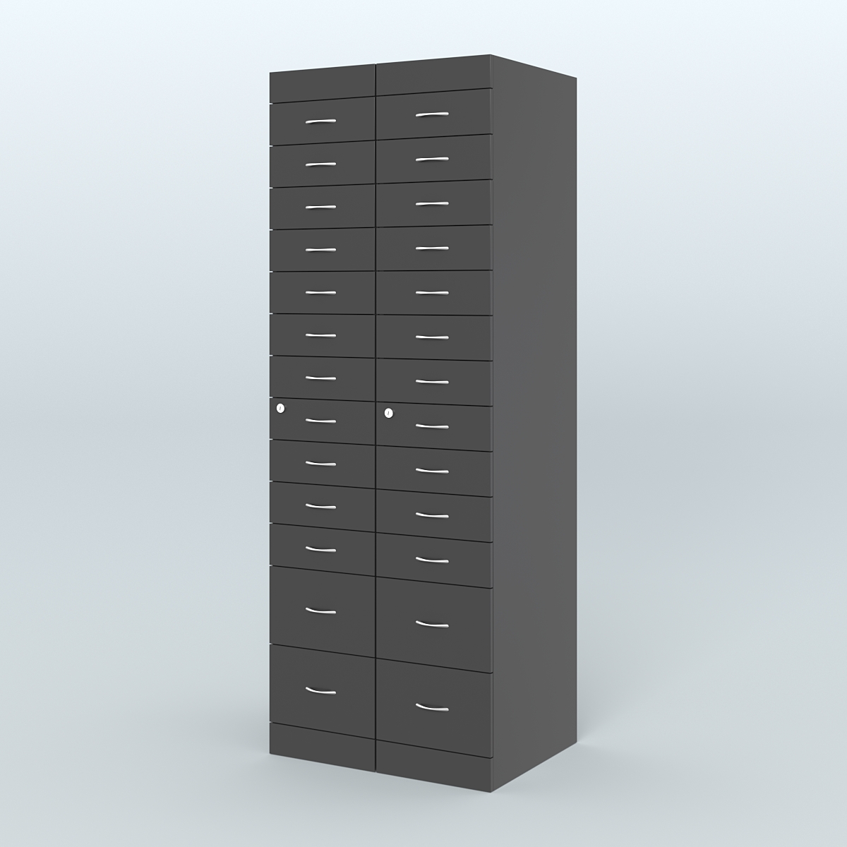 Рецептурный шкаф для аптек METACASE №2 глубиной 600 мм (26 ящиков) Черный