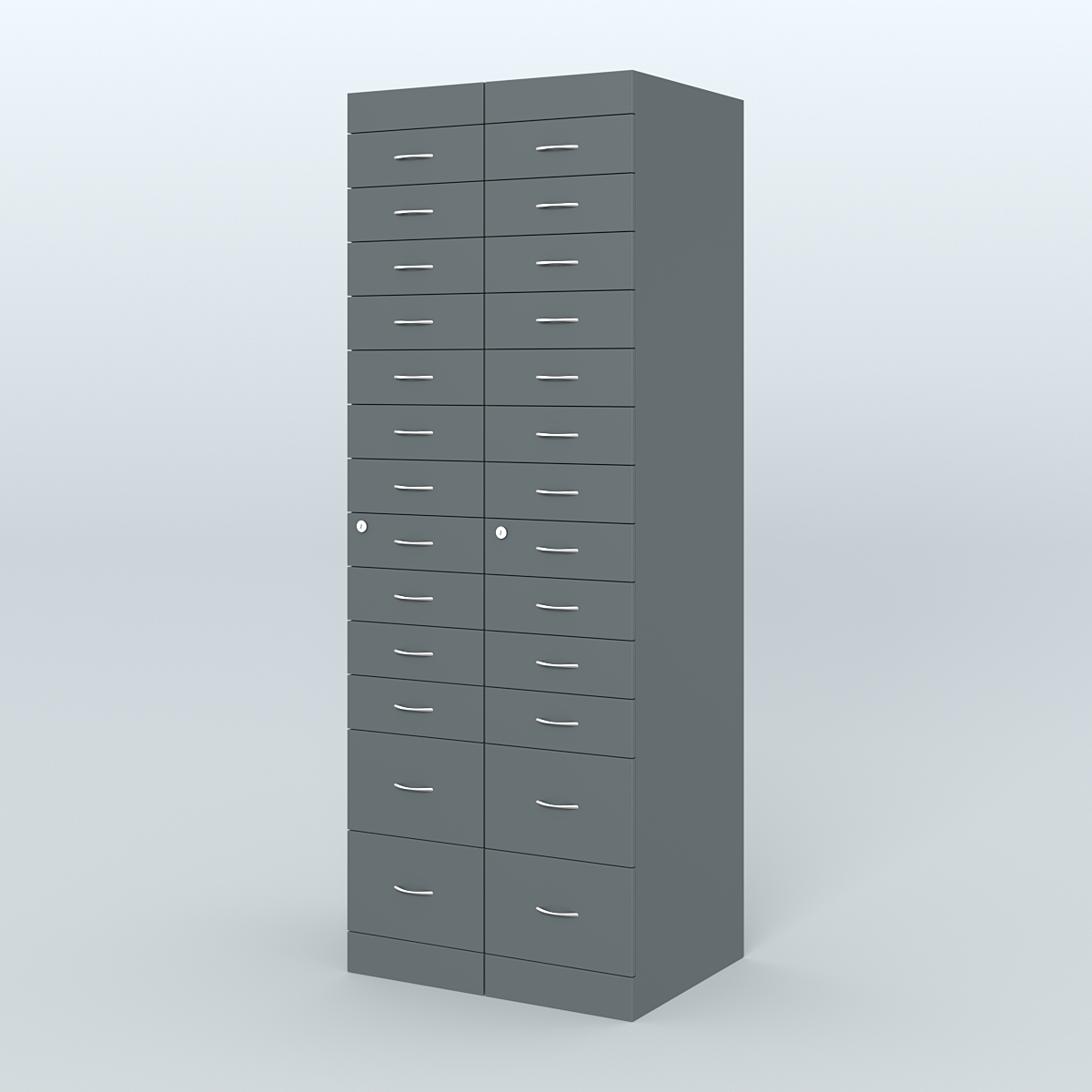 Рецептурный шкаф для аптек METACASE №2 глубиной 600 мм (26 ящиков) Темно-Серый